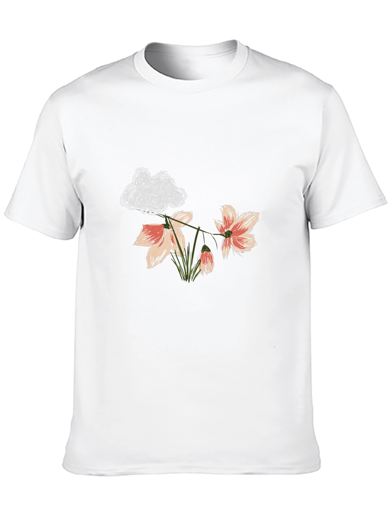 Black Floral Cloud T-Shirt - Unique Graphic Tee view 10