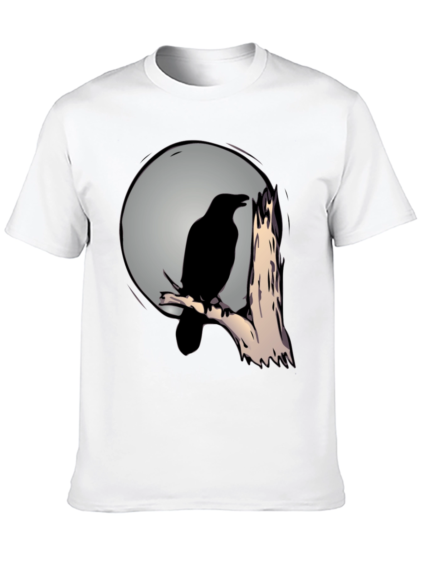 Black Raven on Moonlit Branch T-Shirt - Dark Aesthetic Tee view 10