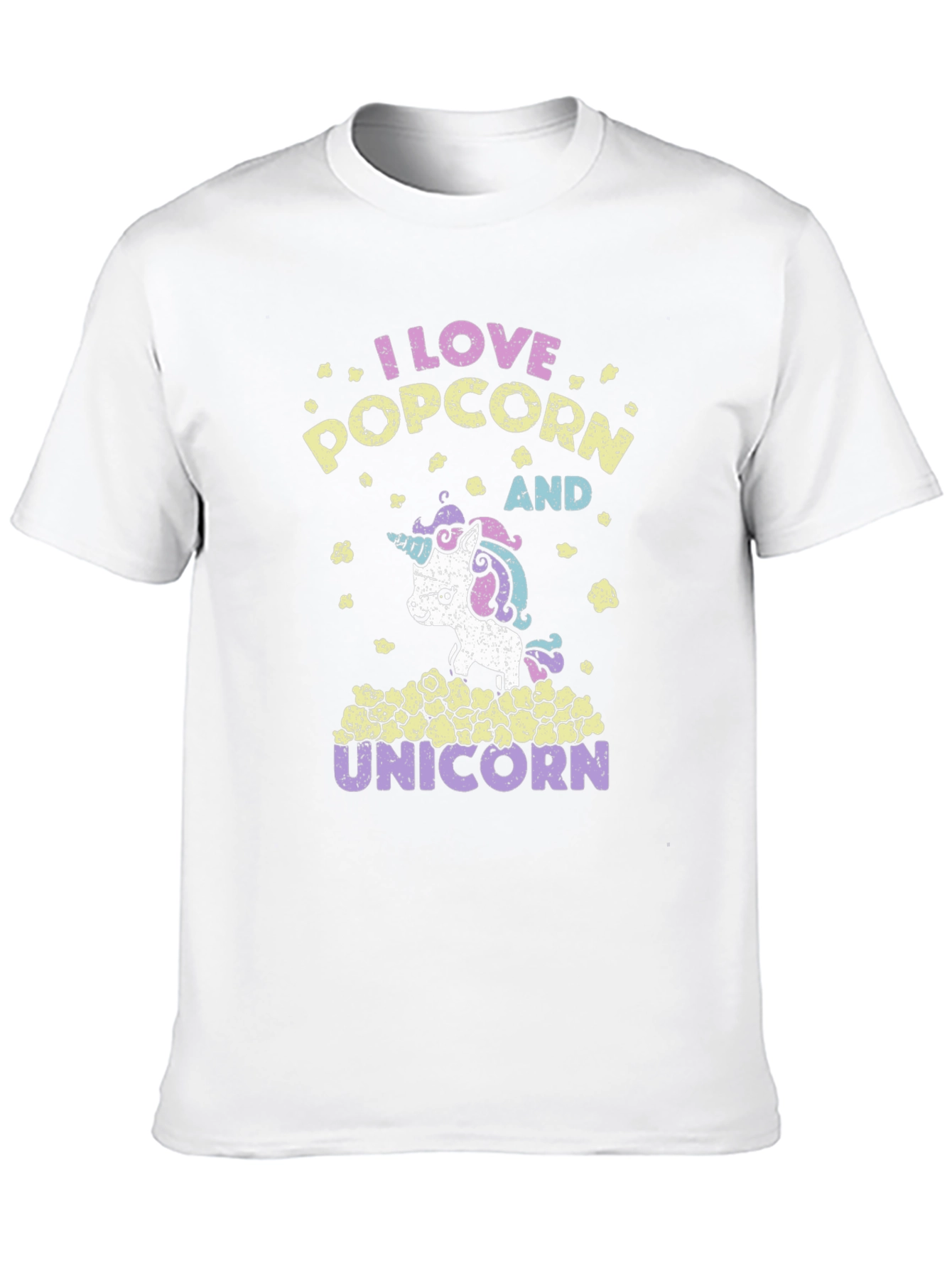 Black I Love Popcorn and Unicorns Graphic T-Shirt view 10
