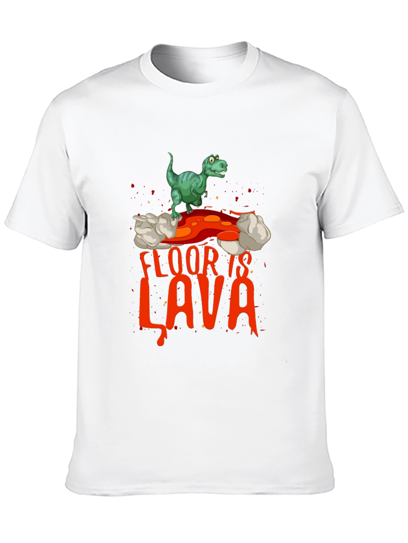 Black Funny 'The Floor is Lava' Dinosaur Graphic Tee view 10