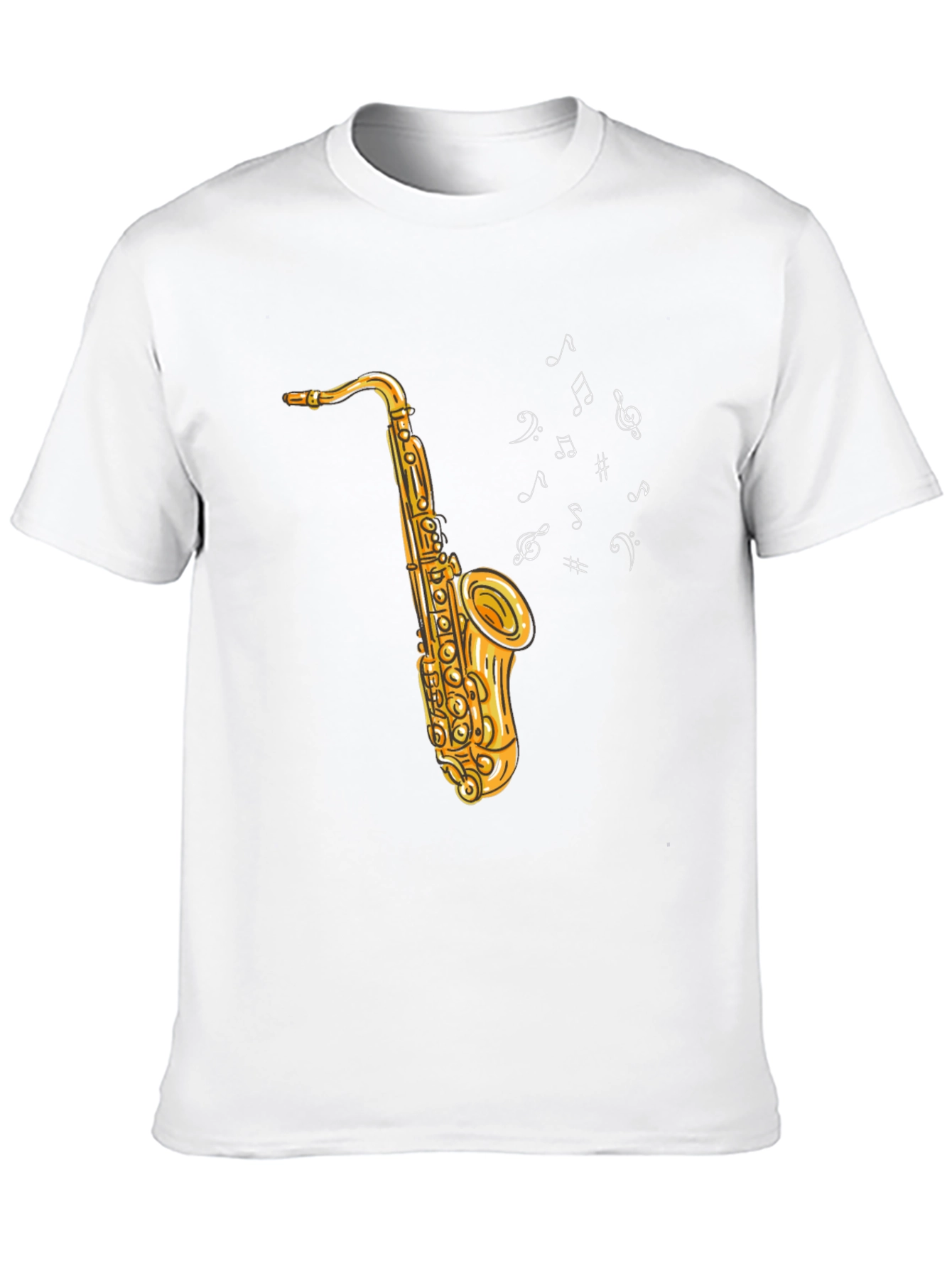 Black Saxophone Graphic Tee - Musical Notes Design view 10