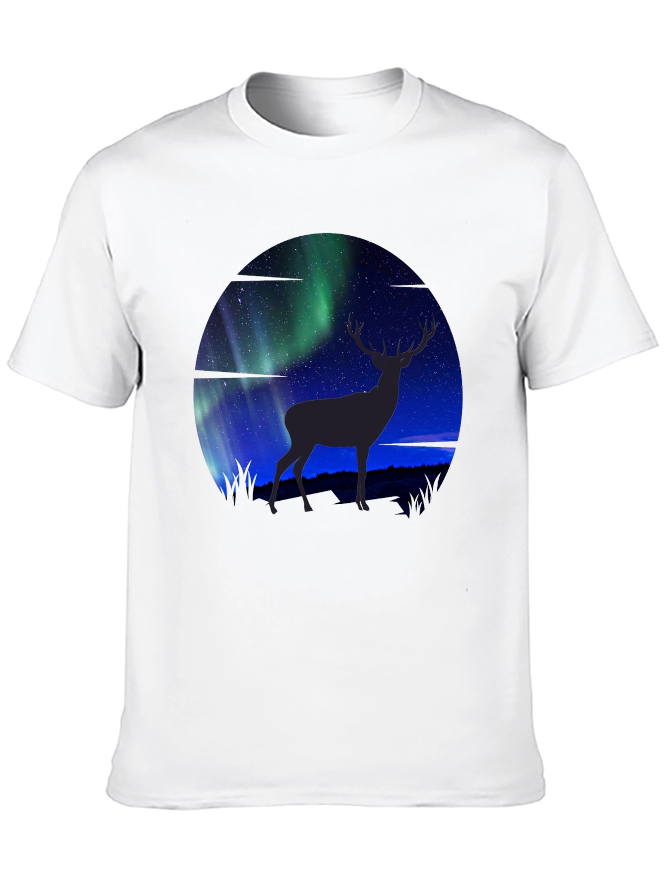 Black Aurora Deer Graphic T-Shirt view 10