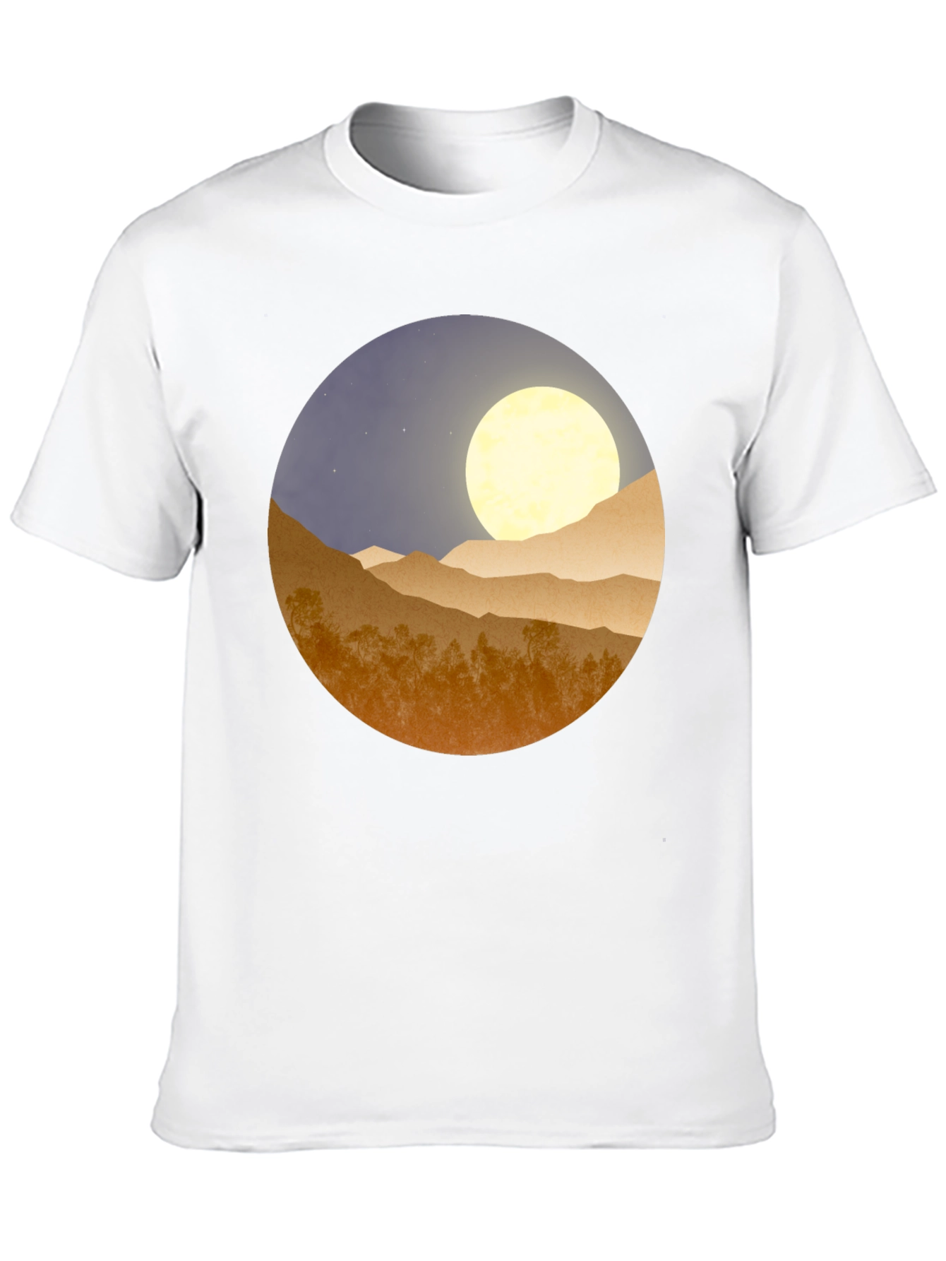 Black Moonlit Mountain Graphic Tee - Soft Black Cotton Blend view 10
