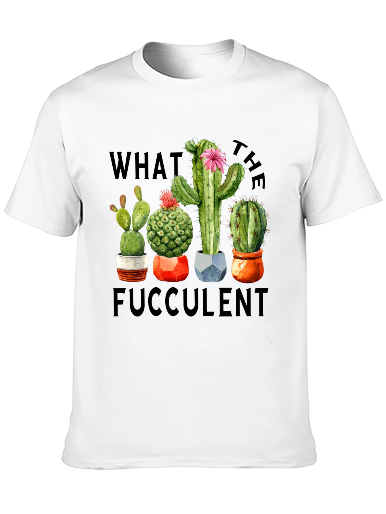 Black "What the Fucculent" Cactus Graphic T-Shirt view 10