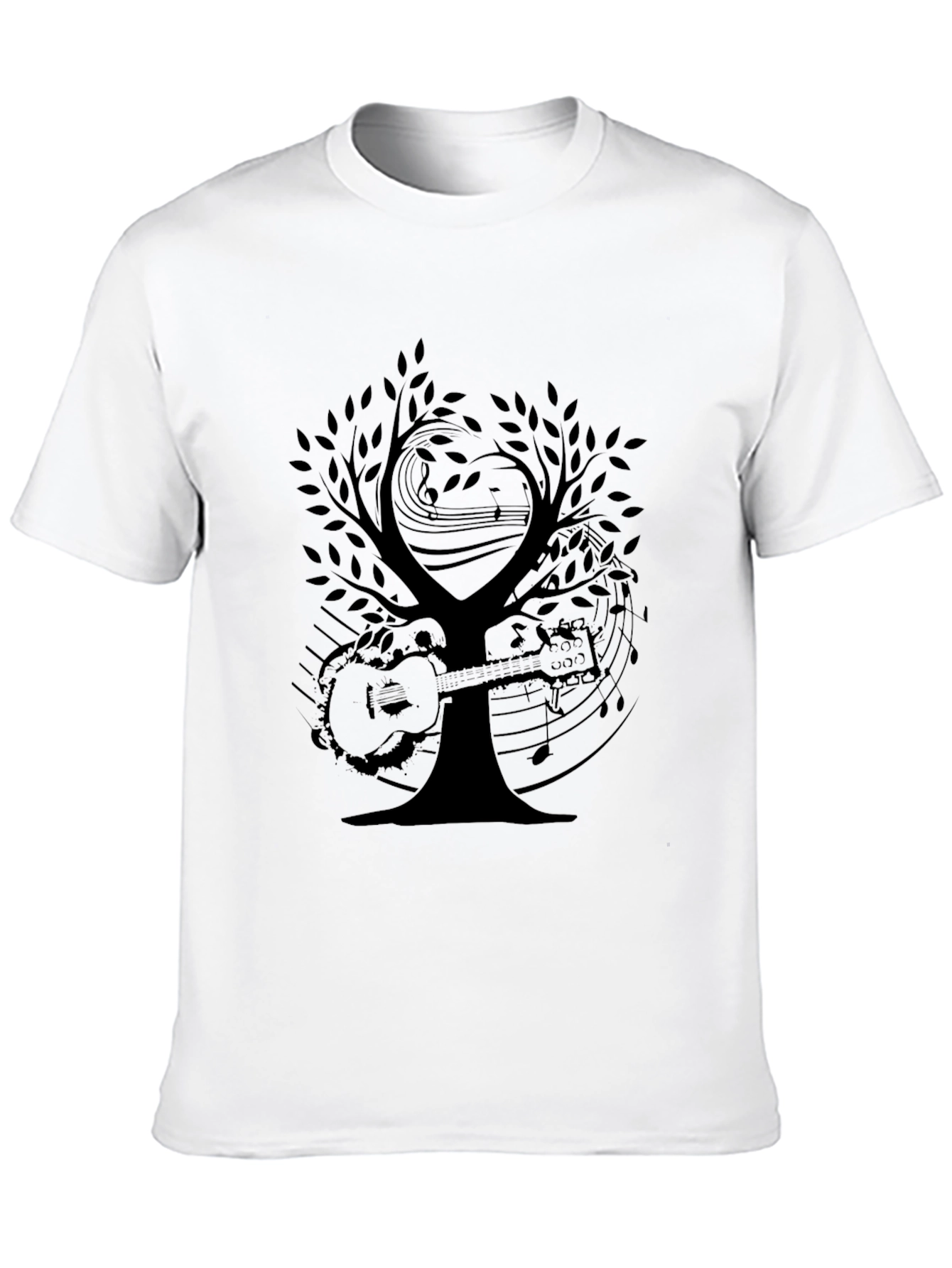 Black Musical Tree Graphic Tee - Black Cotton T-Shirt view 10