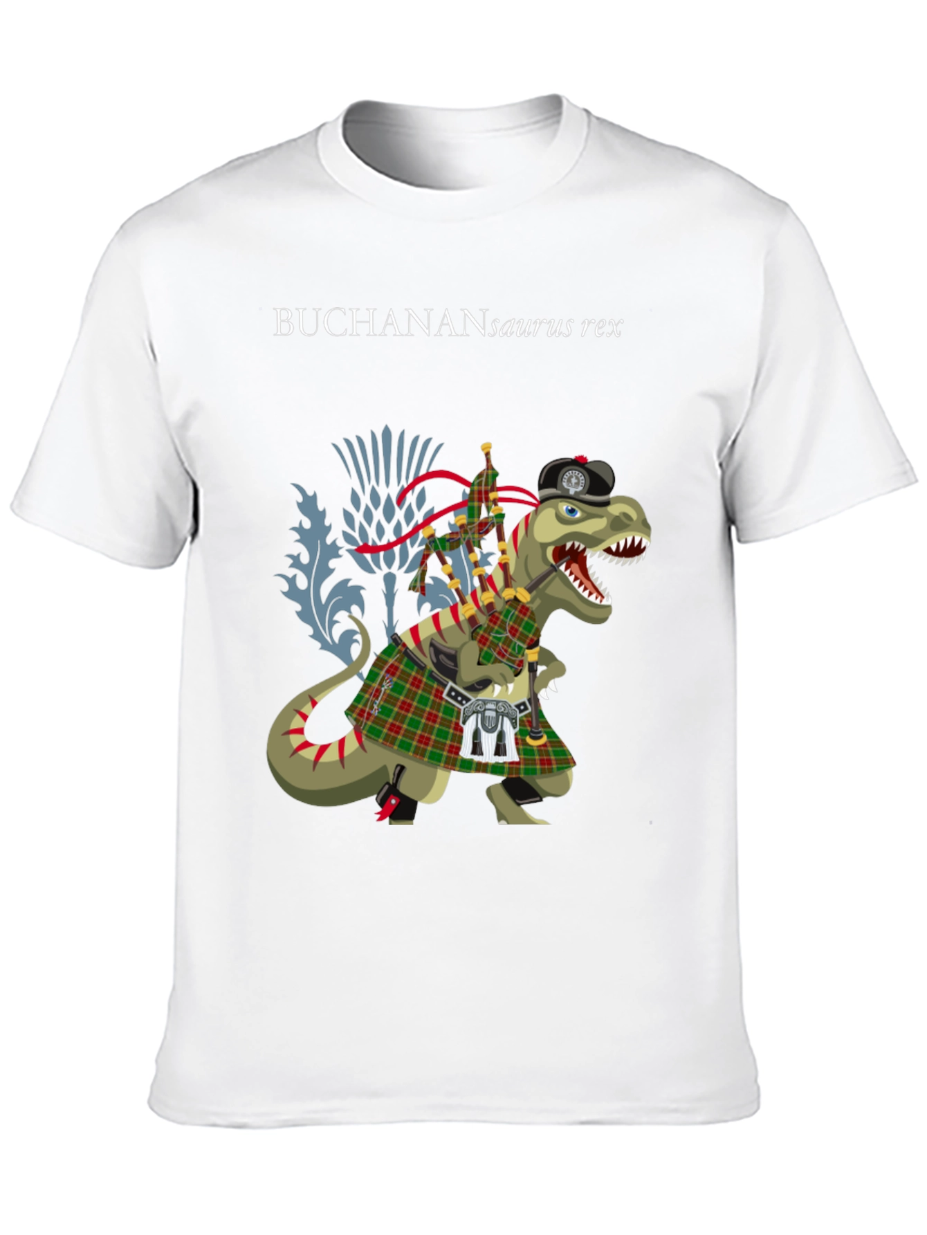 Black Buchanan T-Rex Scottish Kilt T-Shirt view 10