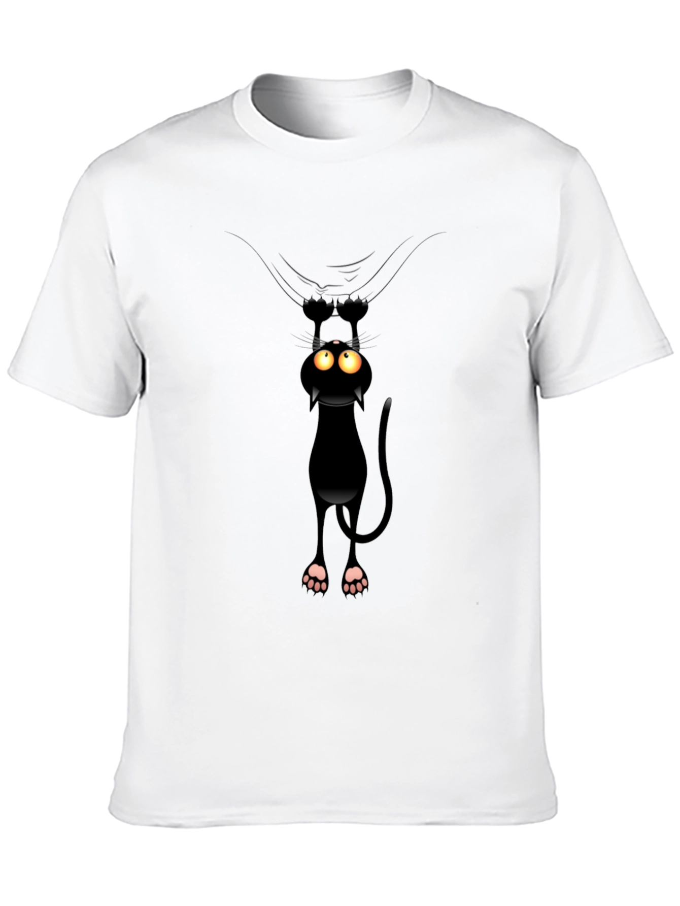 Funny Cat Hanging T-Shirt - Black Cotton Tee - 10
