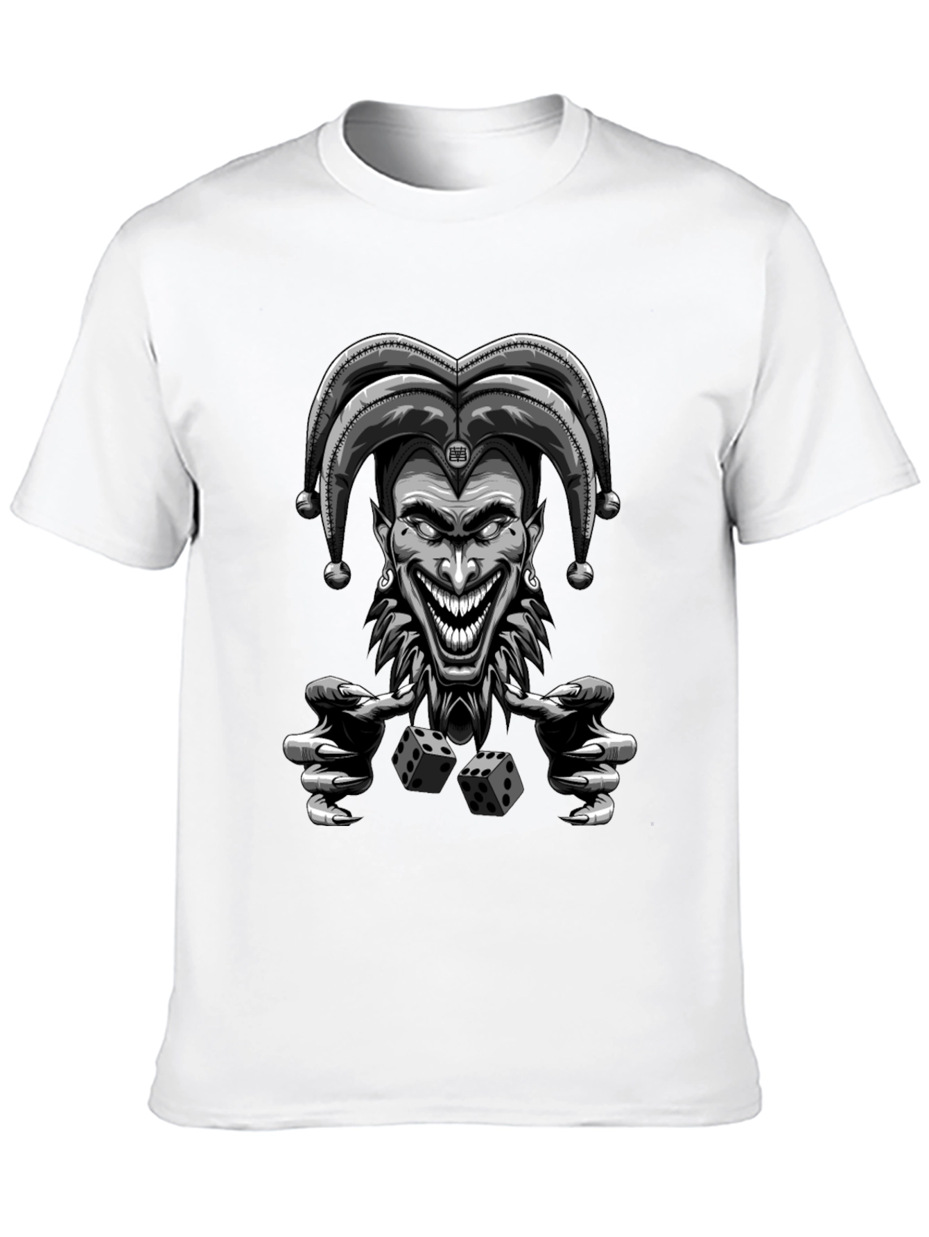Black Creepy Joker Dice Graphic Tee - Men's Black T-Shirt view 10