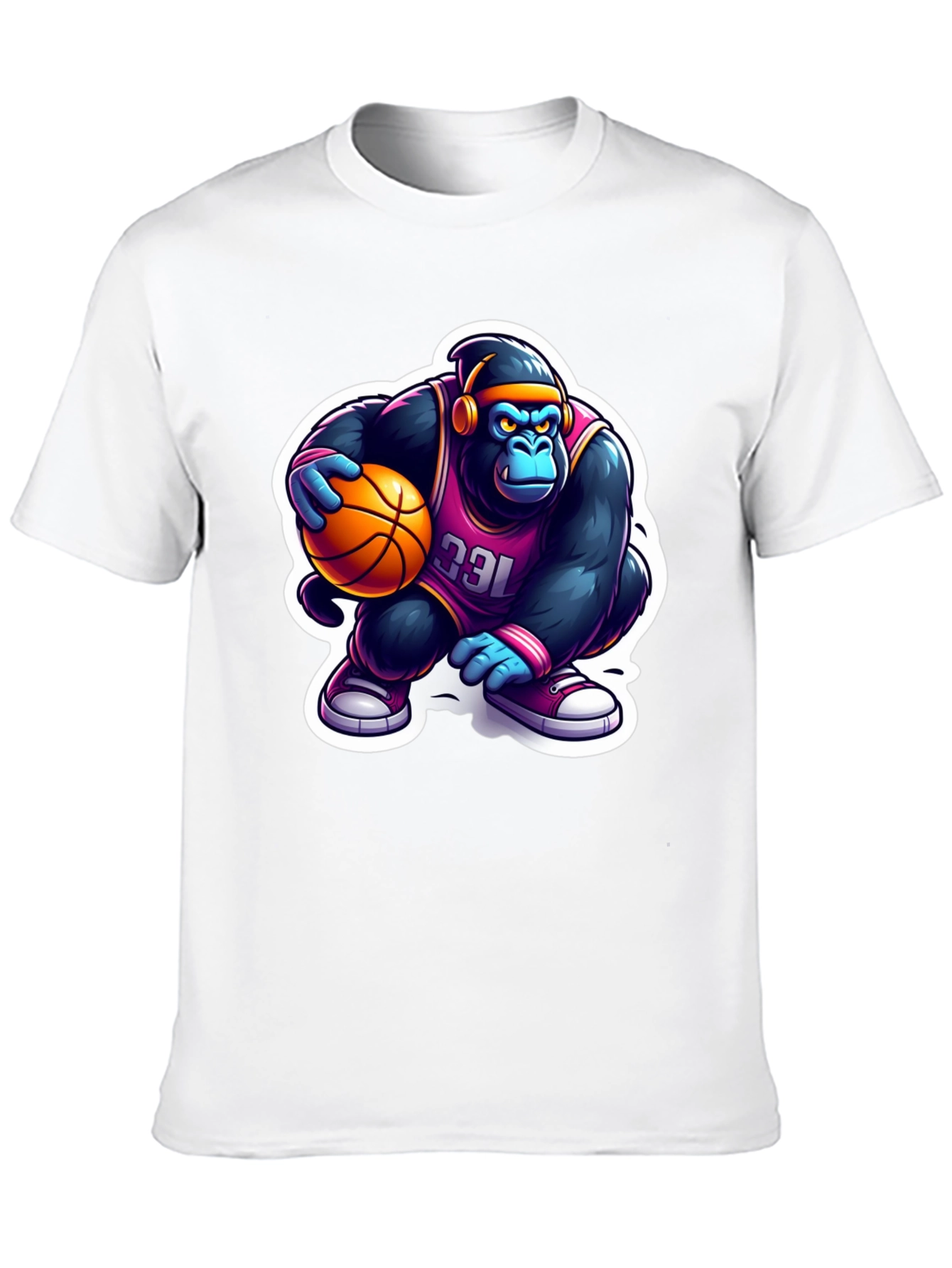 Black Gorilla Basketball T-Shirt - Cool Cartoon Design view 10