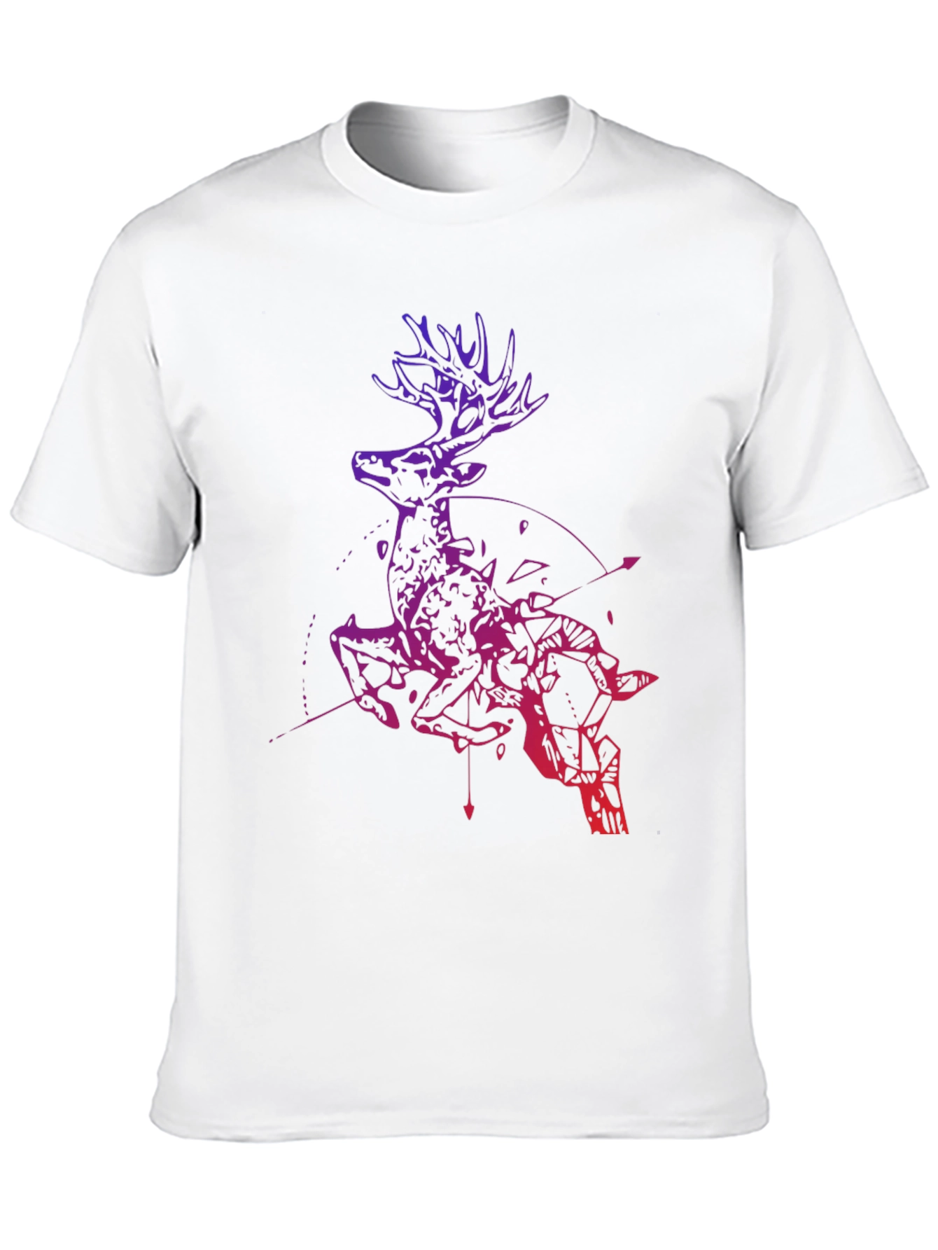 Black Geometric Deer Graphic Tee - Men's Black T-Shirt view 10