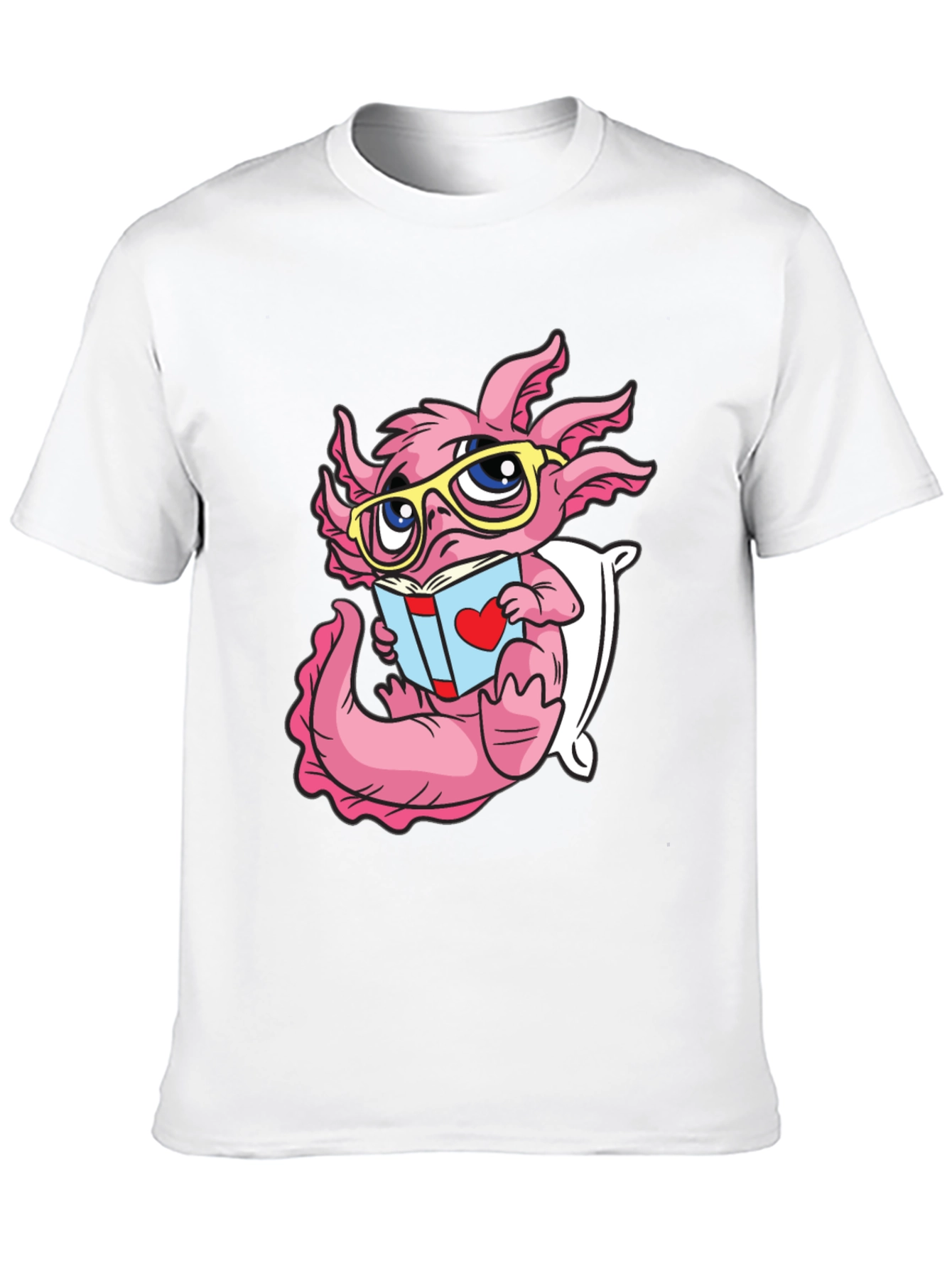Black Axolotl Reading Book T-Shirt view 10