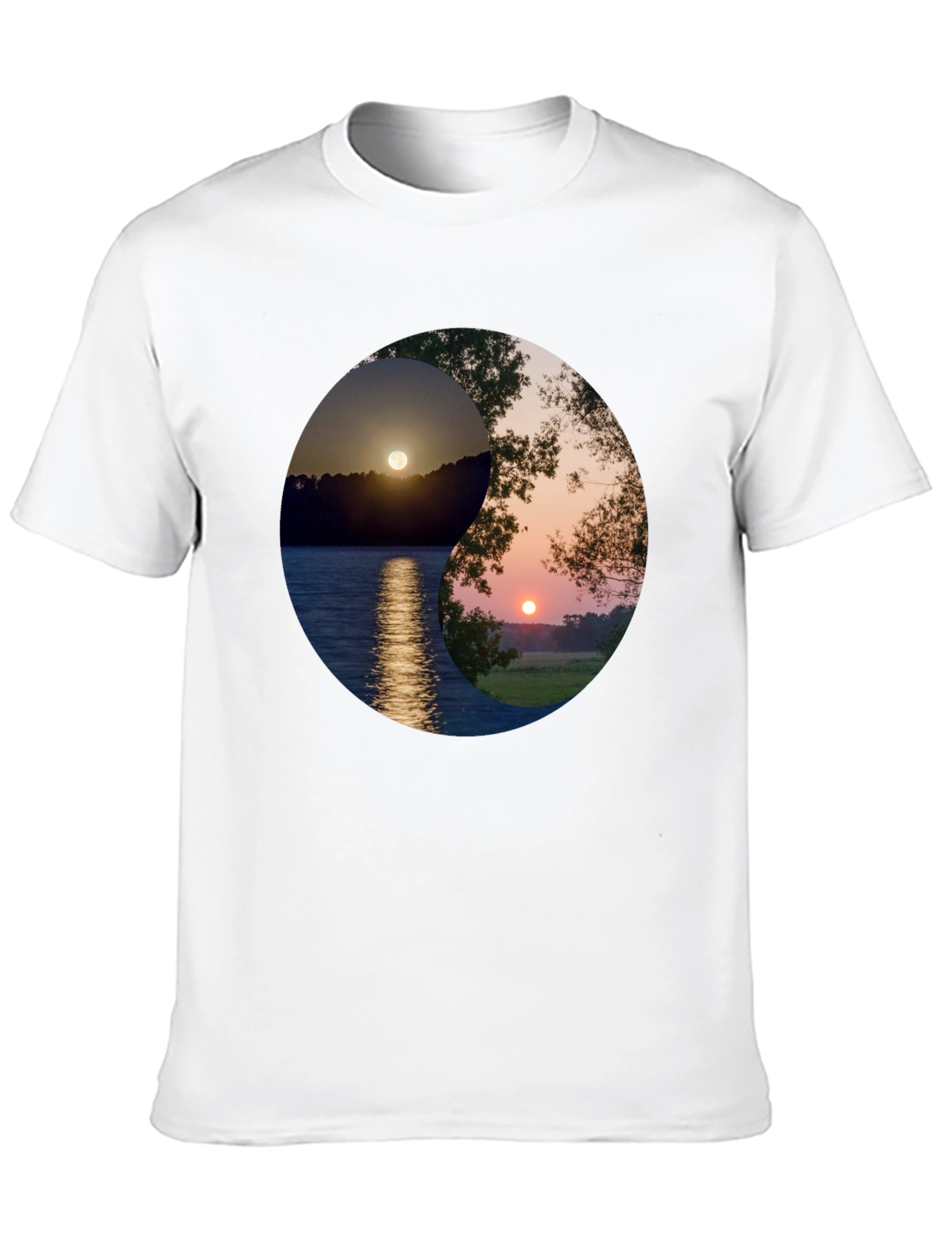 Black Yin Yang Sunset Graphic T-Shirt view 10