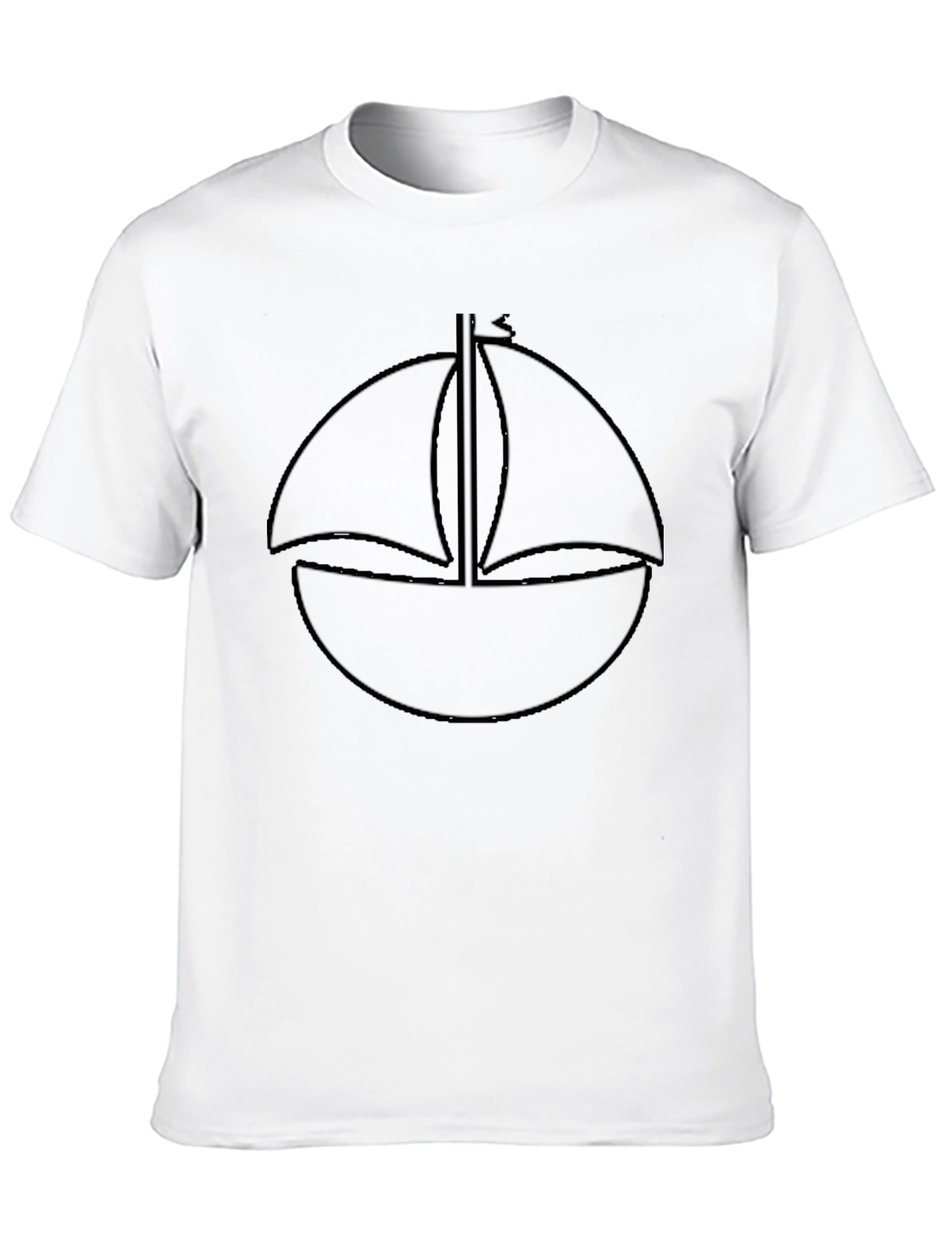 Black Minimalist Sailboat T-Shirt - Black Cotton Tee view 10