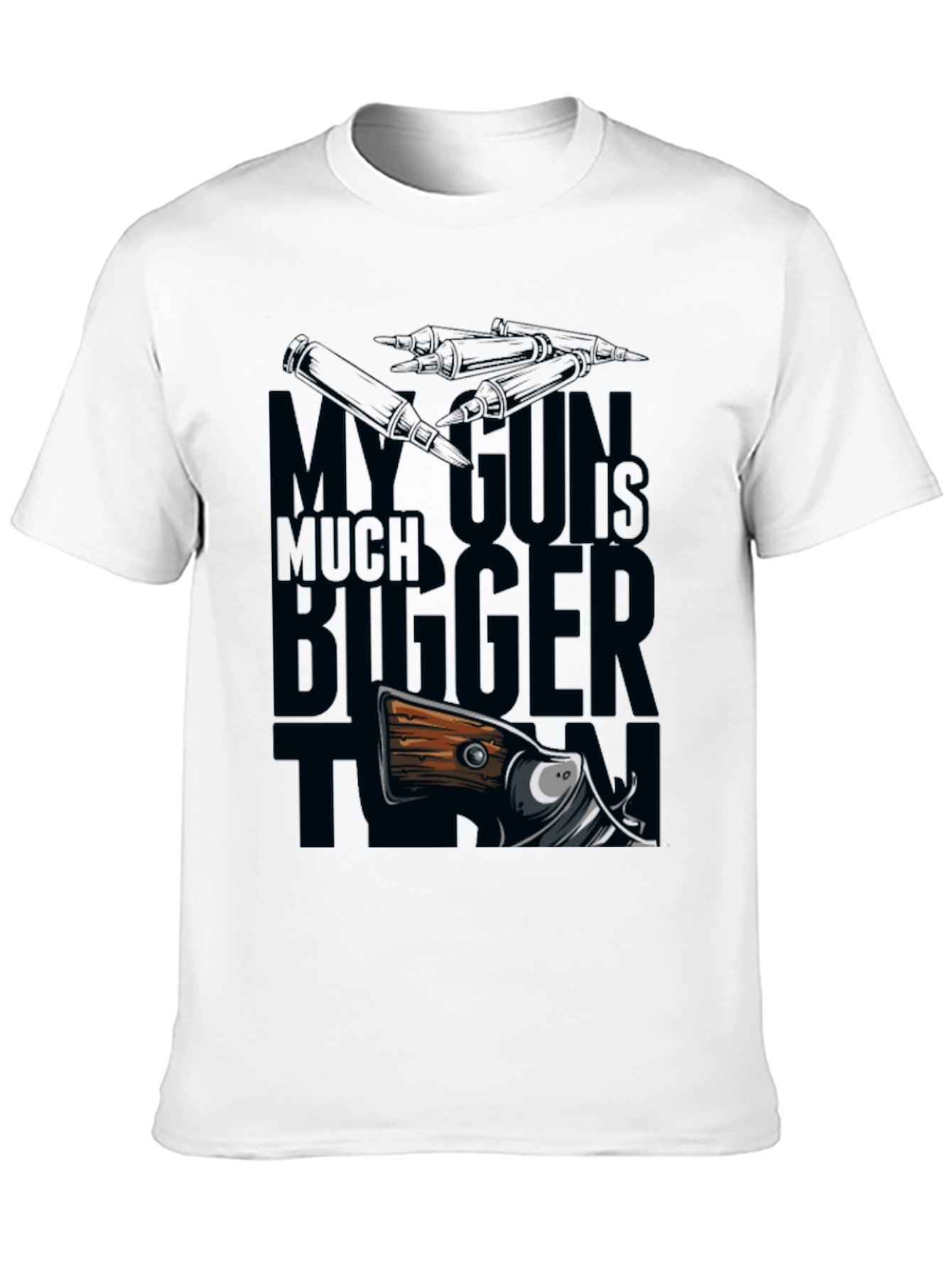 Black My Gun Is Much Bigger Than Yours - Funny Graphic Tee view 10
