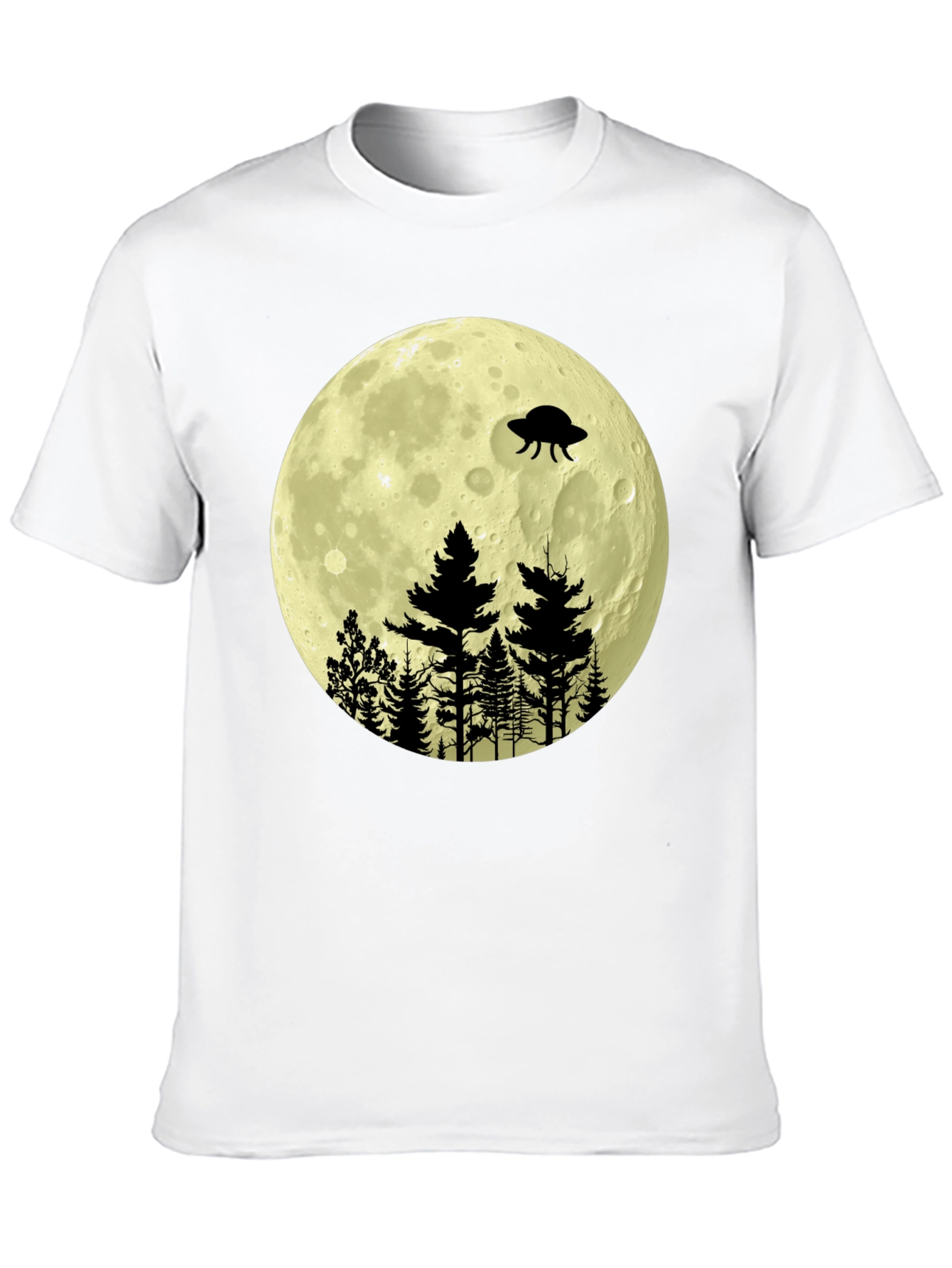 Black UFO Moon Forest Graphic Tee view 10