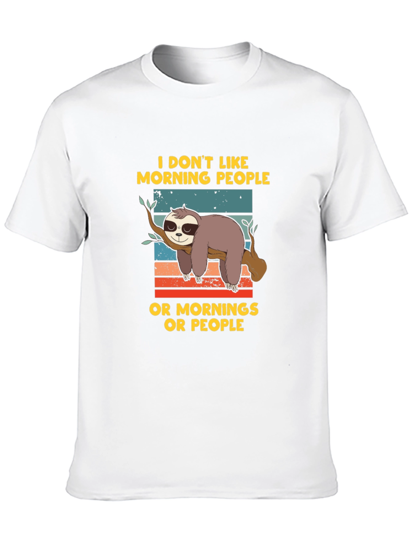 Black Funny Sloth T-Shirt - "I Don't Like Morning People" view 10