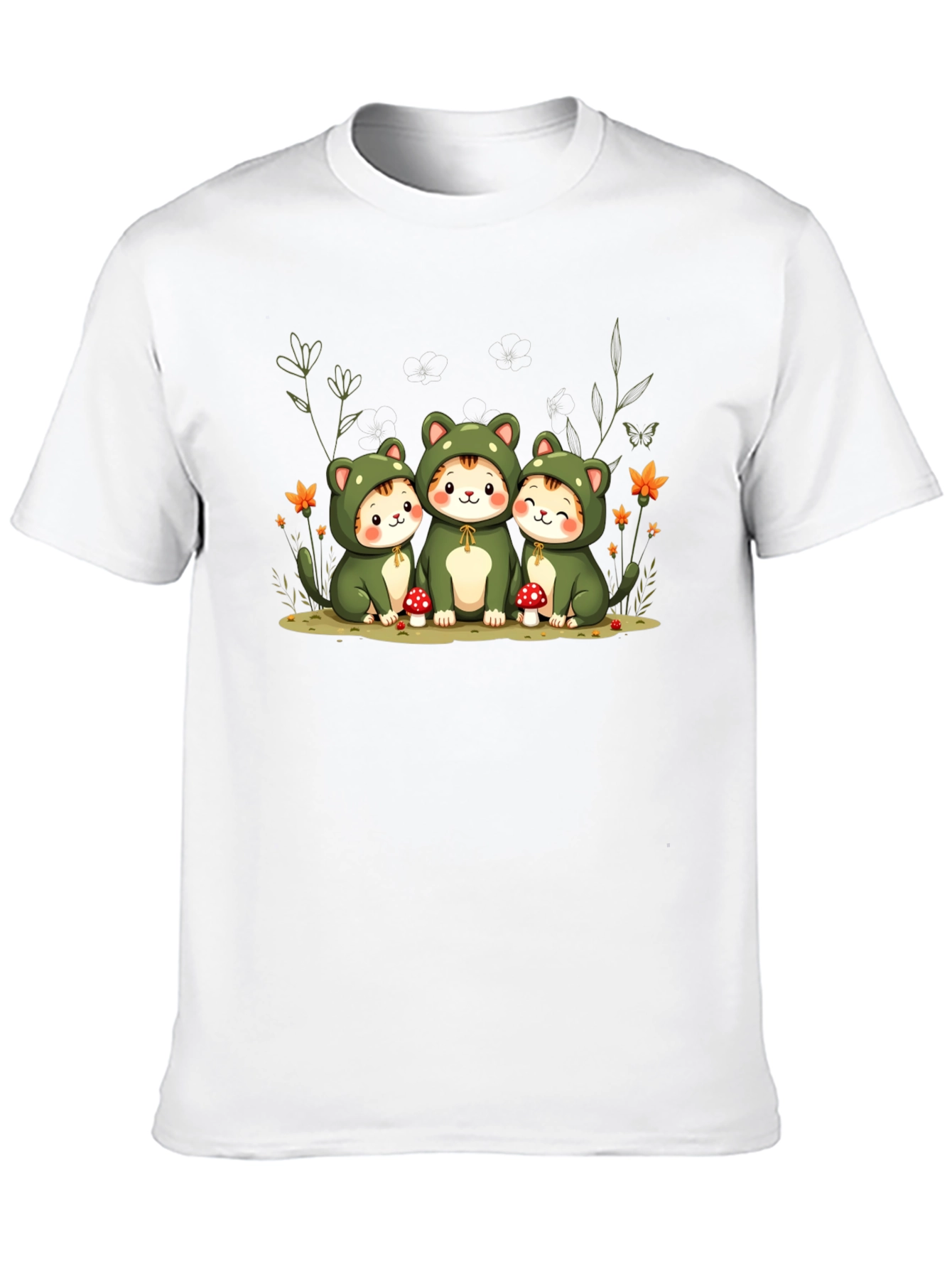 Black Cute Cats in Frog Costumes Black T-Shirt view 10