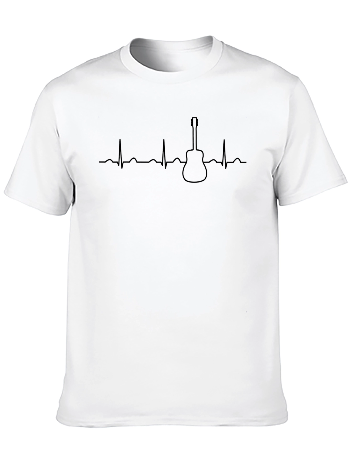 Black Guitar Heartbeat T-Shirt - Music Lover Tee view 10