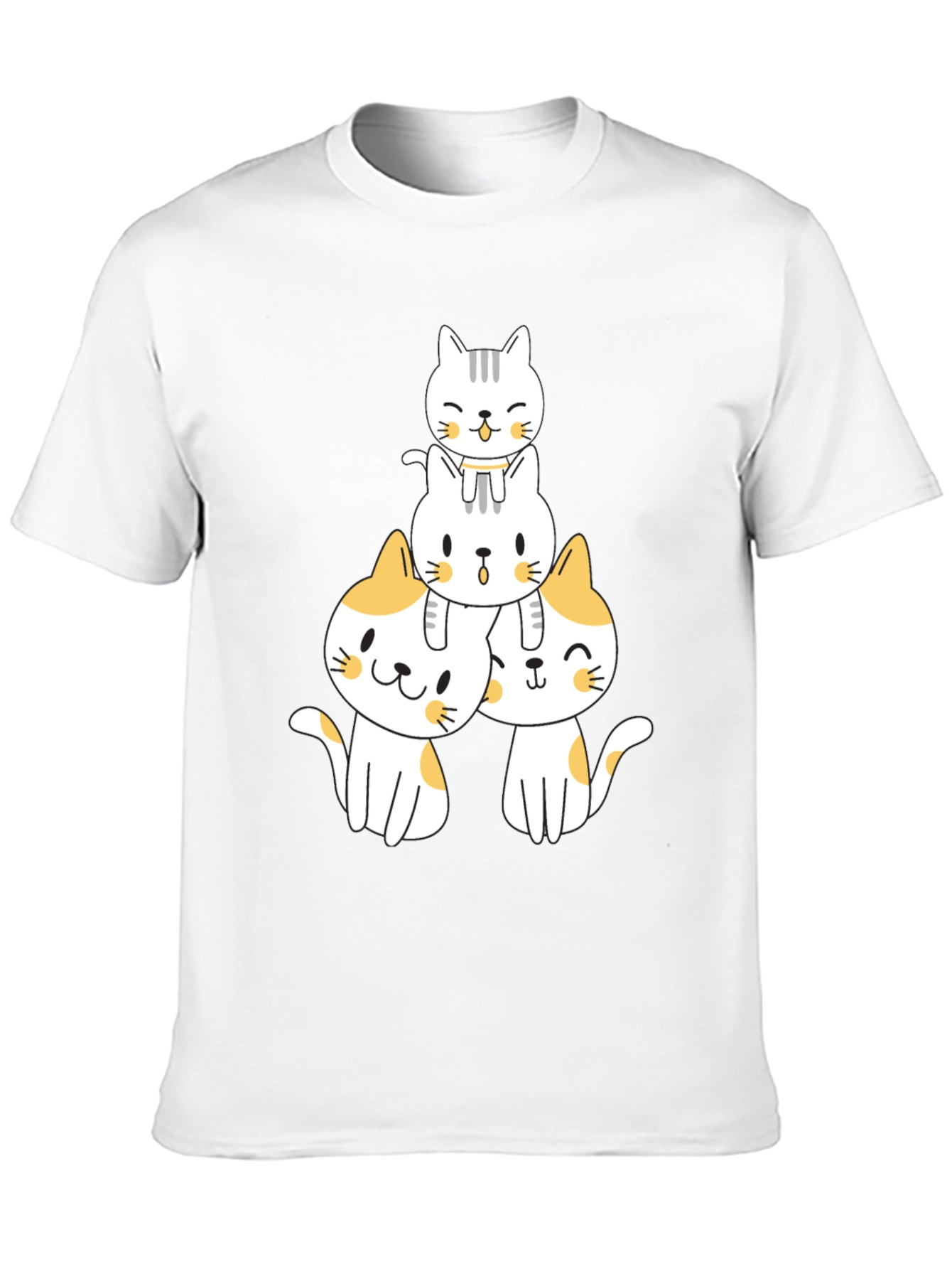Black Cute Stacked Cats Graphic T-Shirt view 10