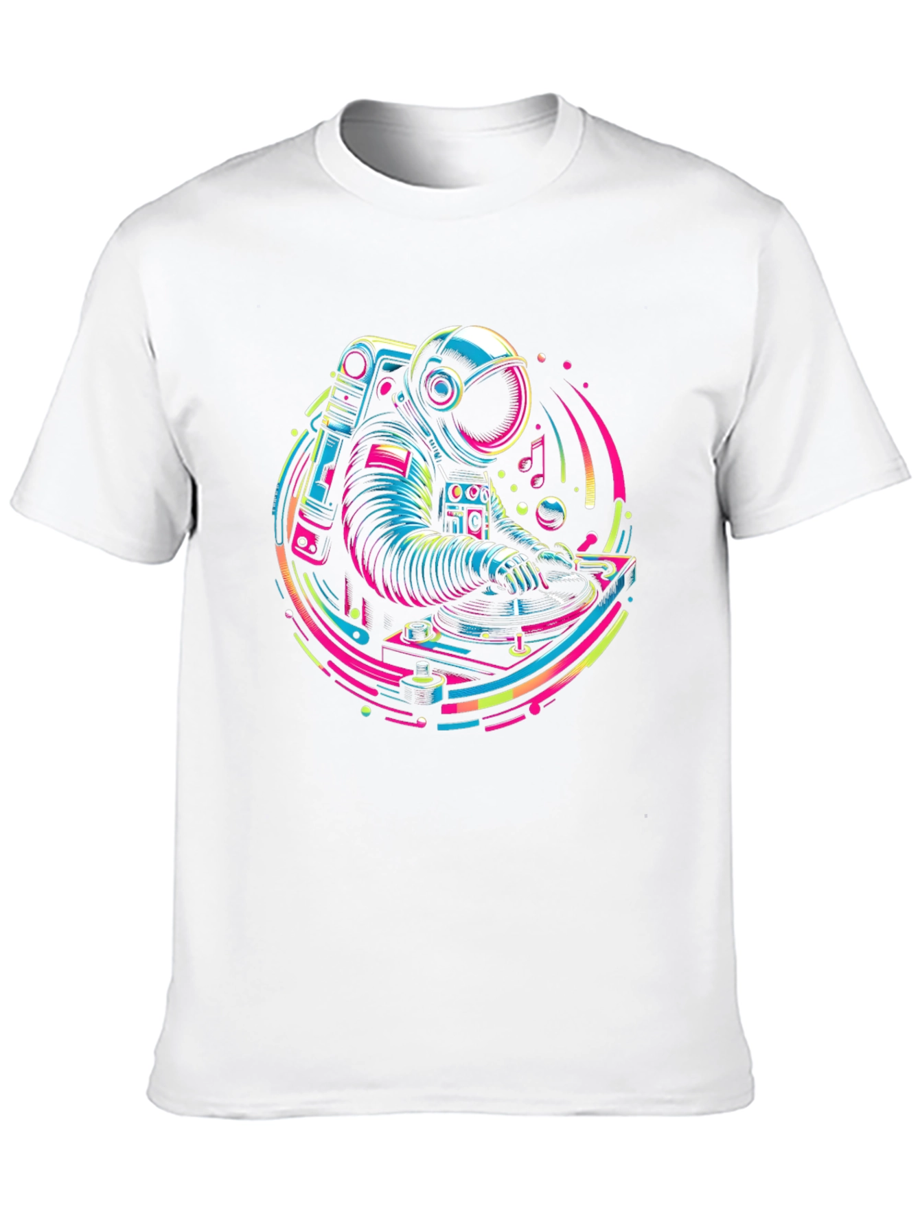 Black DJ Astronaut Graphic Tee - Neon Space Vibes view 10