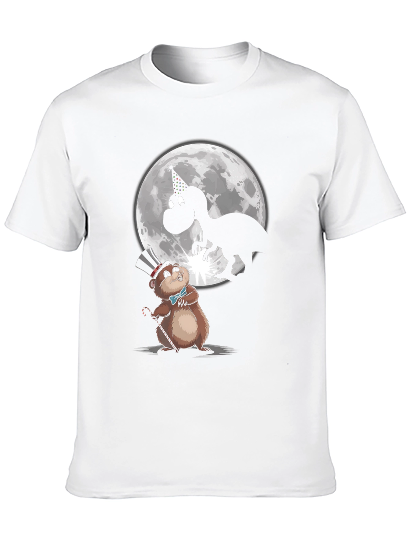 Black Party Animal T-Shirt: Dino & Groundhog view 10