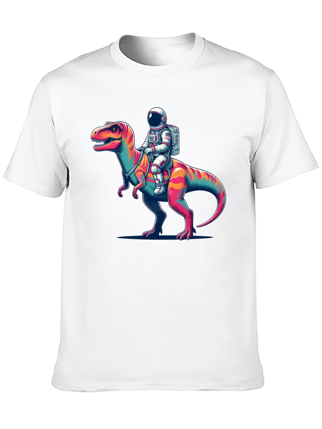 Black Astronaut Riding Dinosaur Graphic Tee view 10