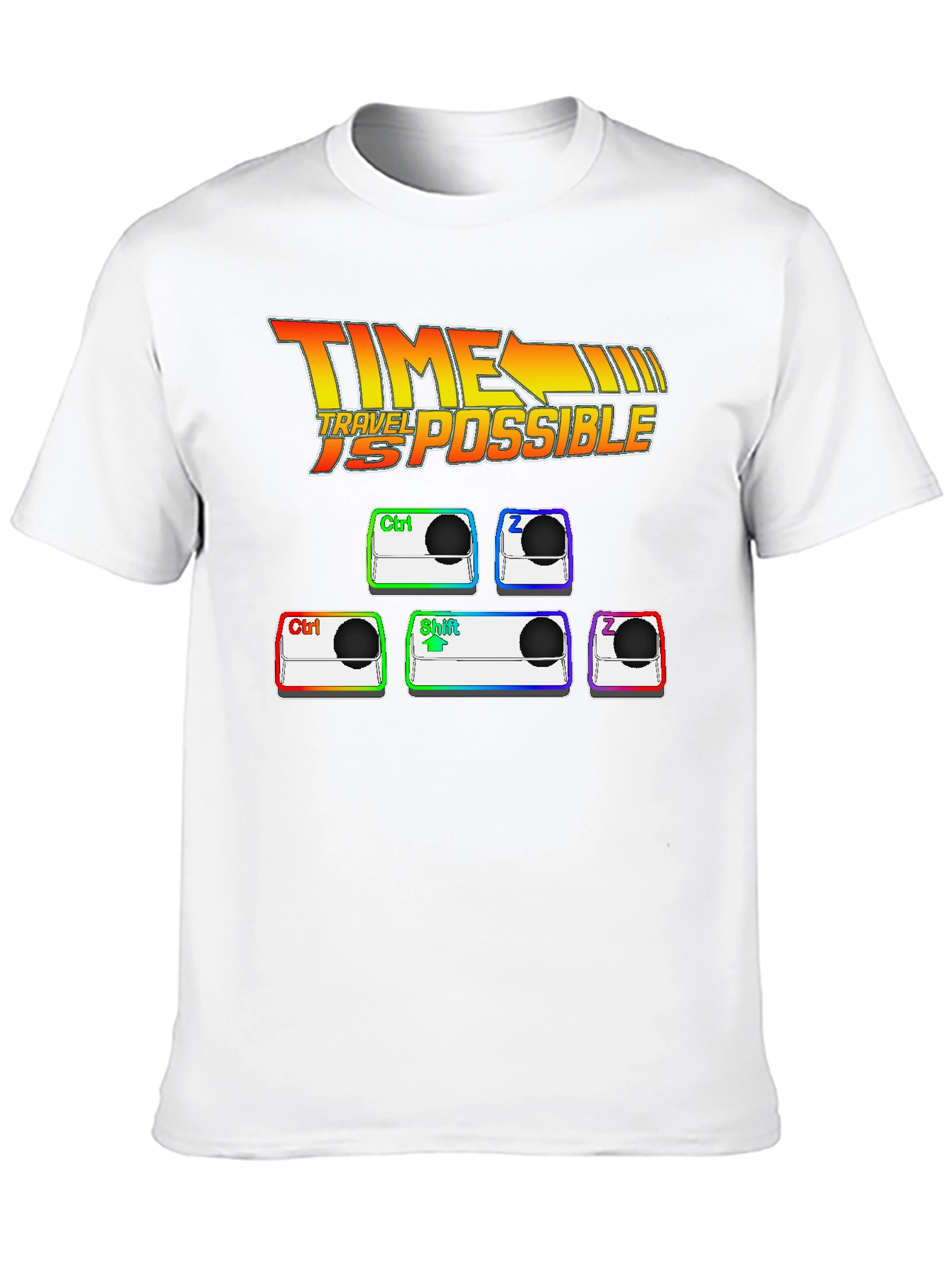Black Time Travel Possible T-Shirt: Ctrl + Z + Shift + Z view 10