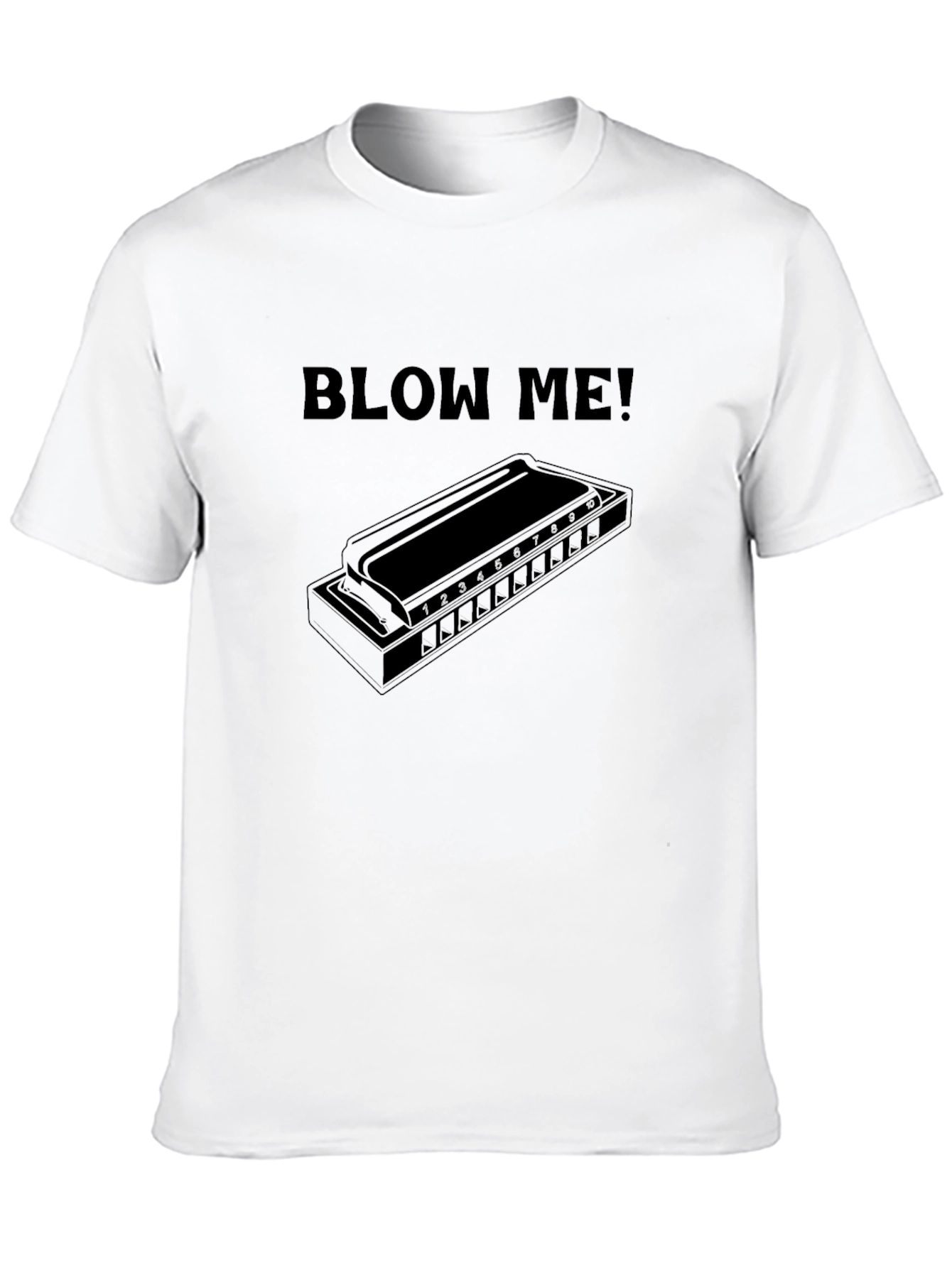 Black Blow Me Harmonica T-Shirt - Music Lover's Tee view 10