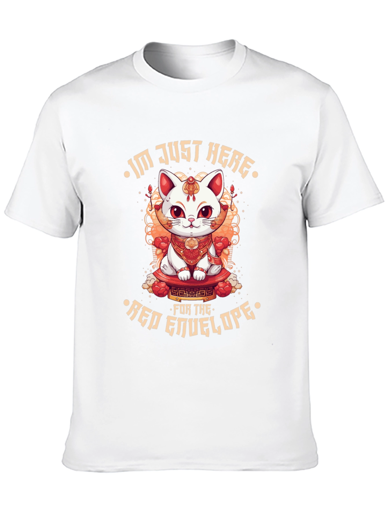 Black Lucky Cat Red Envelope T-Shirt view 10