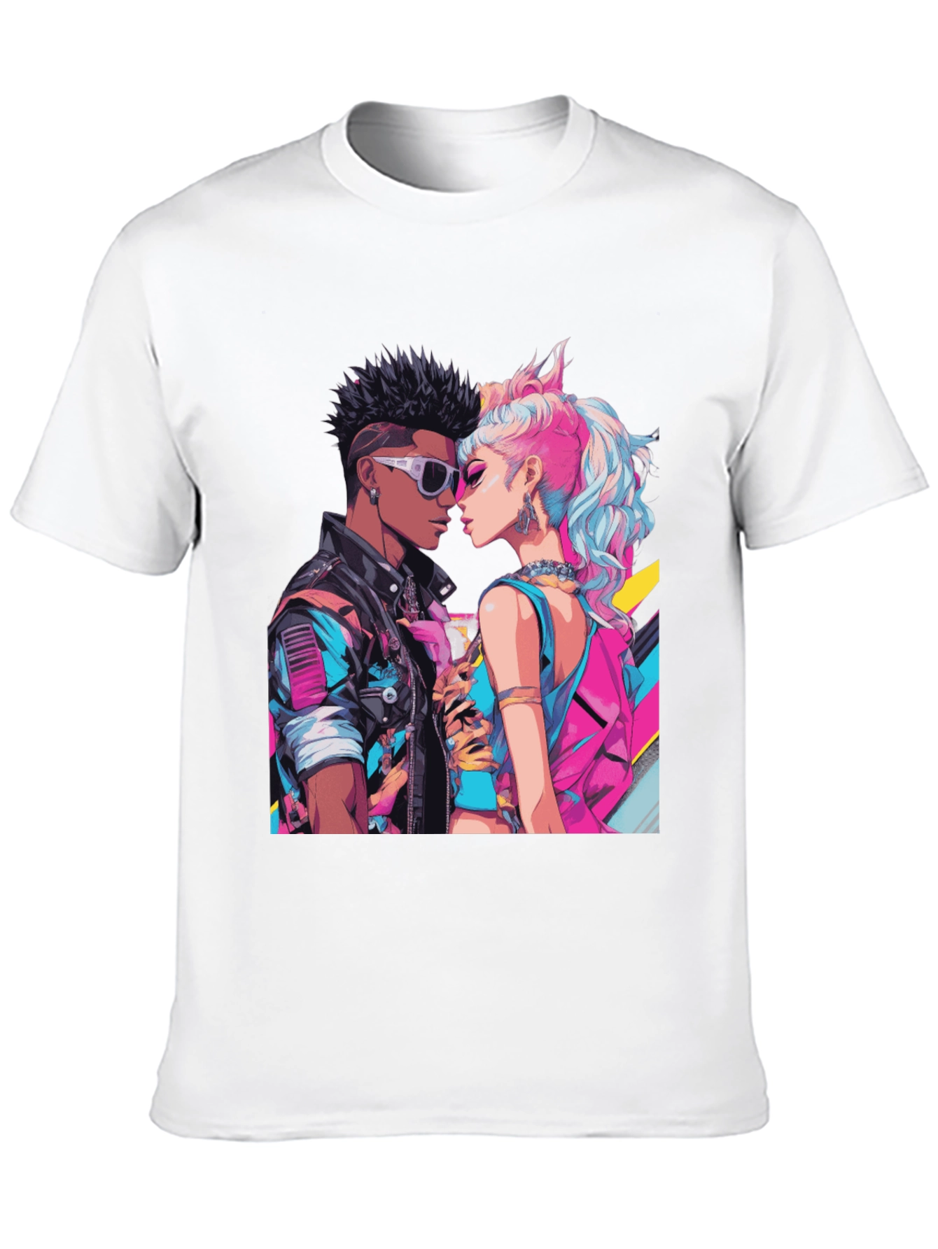Black Retro Romance Graphic Tee - Cool Couple T-Shirt view 10