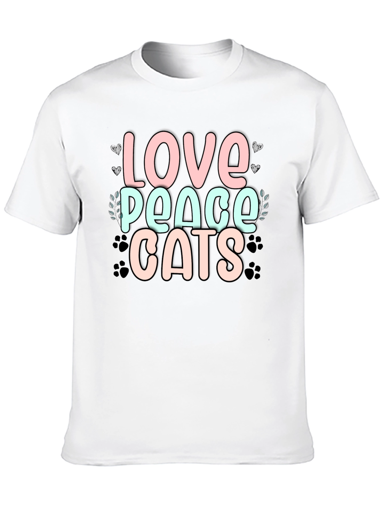 Love Peace Cats Black T-Shirt - 10