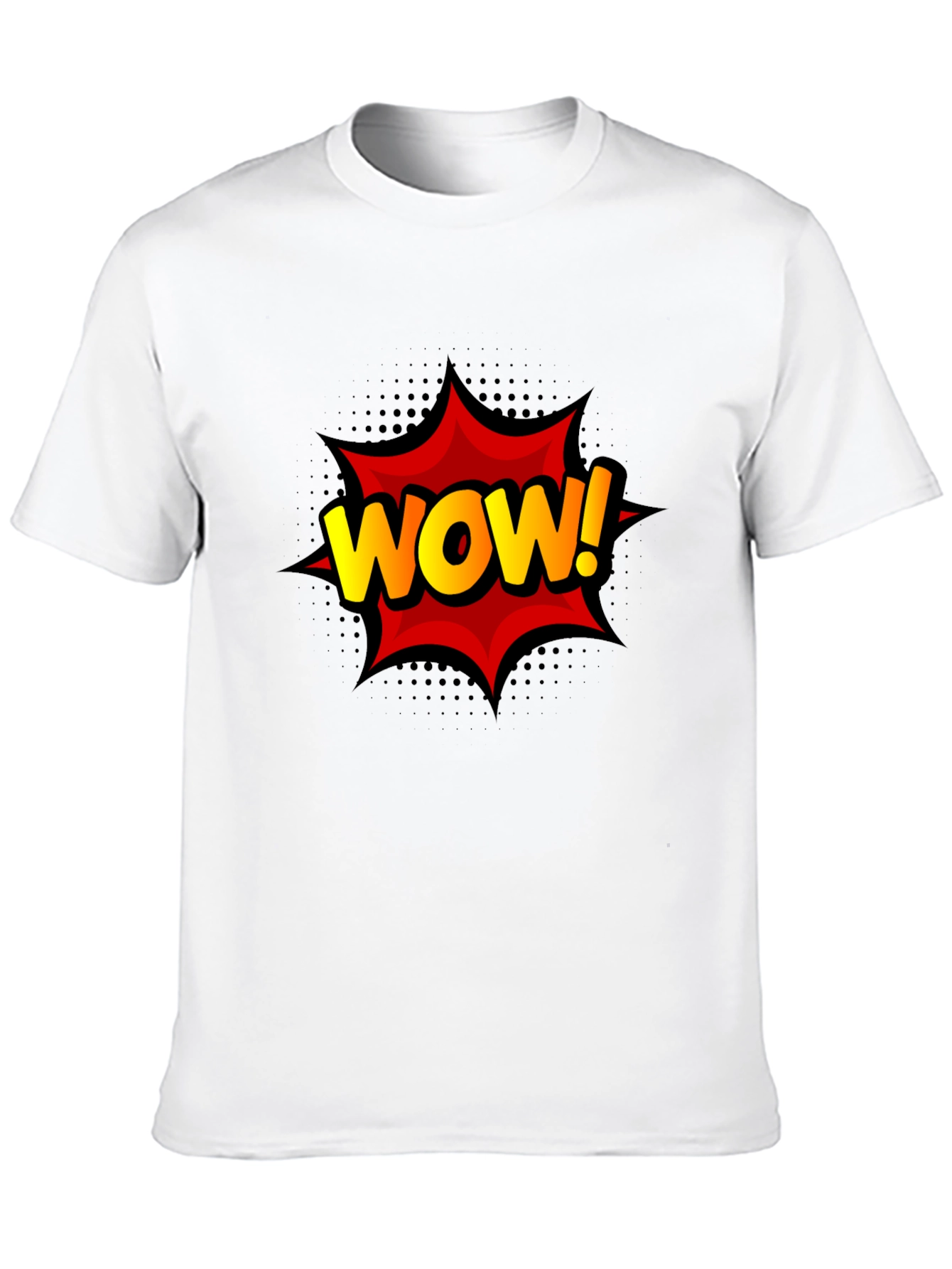 Black WOW! Graphic Print Tee - Black Cotton T-Shirt view 10