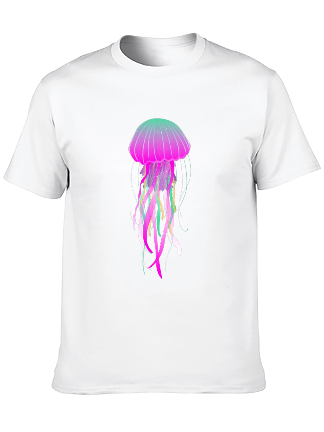 Black Neon Jellyfish Graphic Black T-Shirt view 10