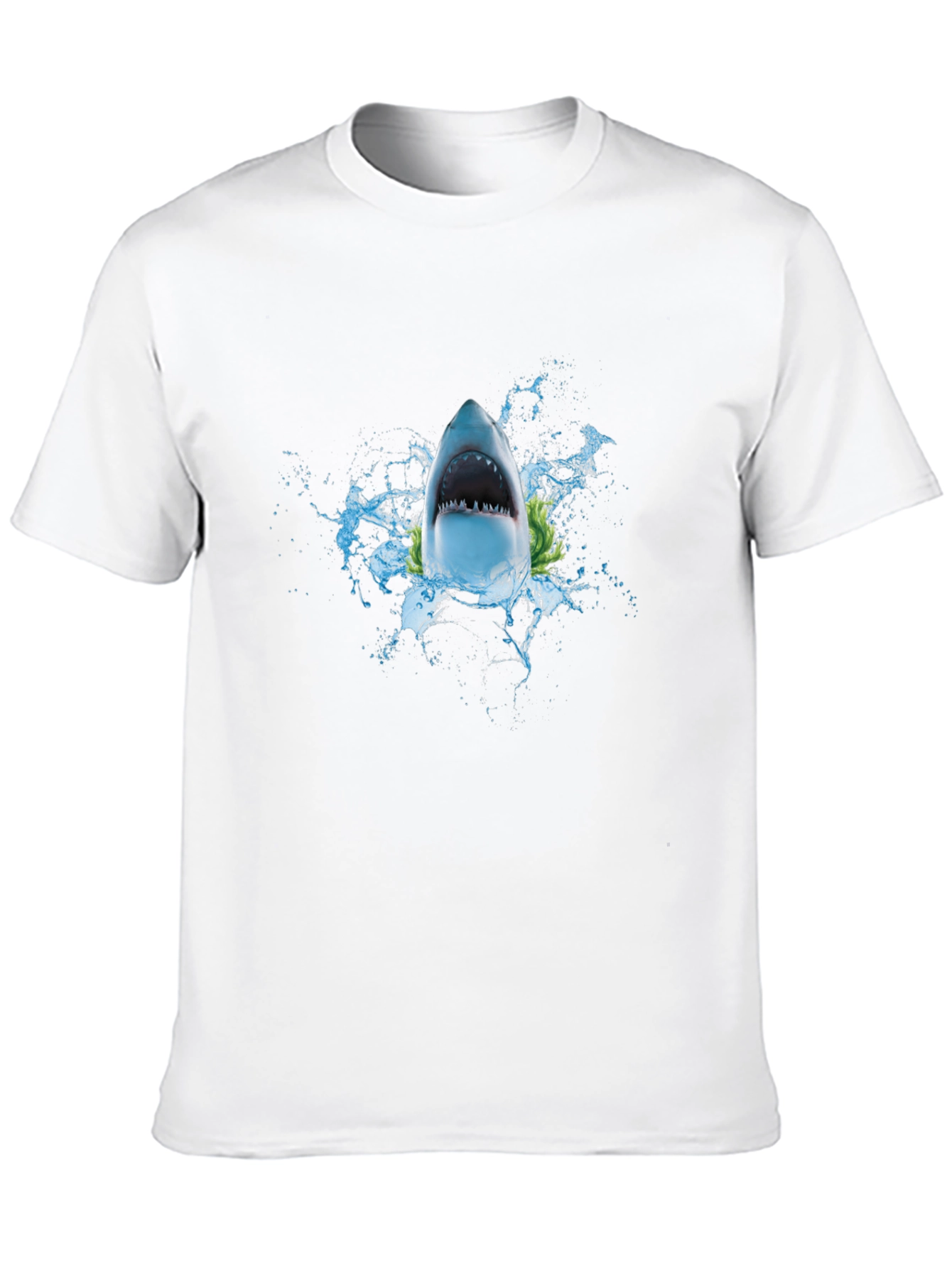 Black Shark Attack Graphic Tee - Black Cotton T-Shirt view 10