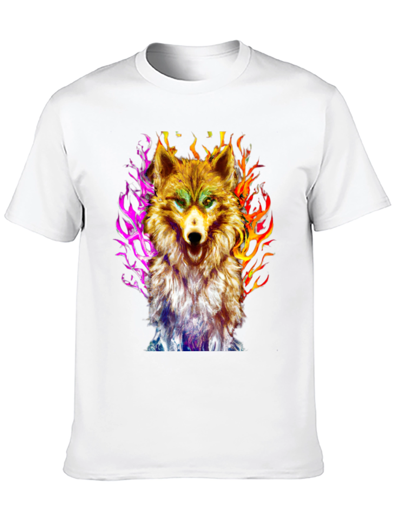 Black Fiery Wolf Graphic Tee - Black Cotton view 10