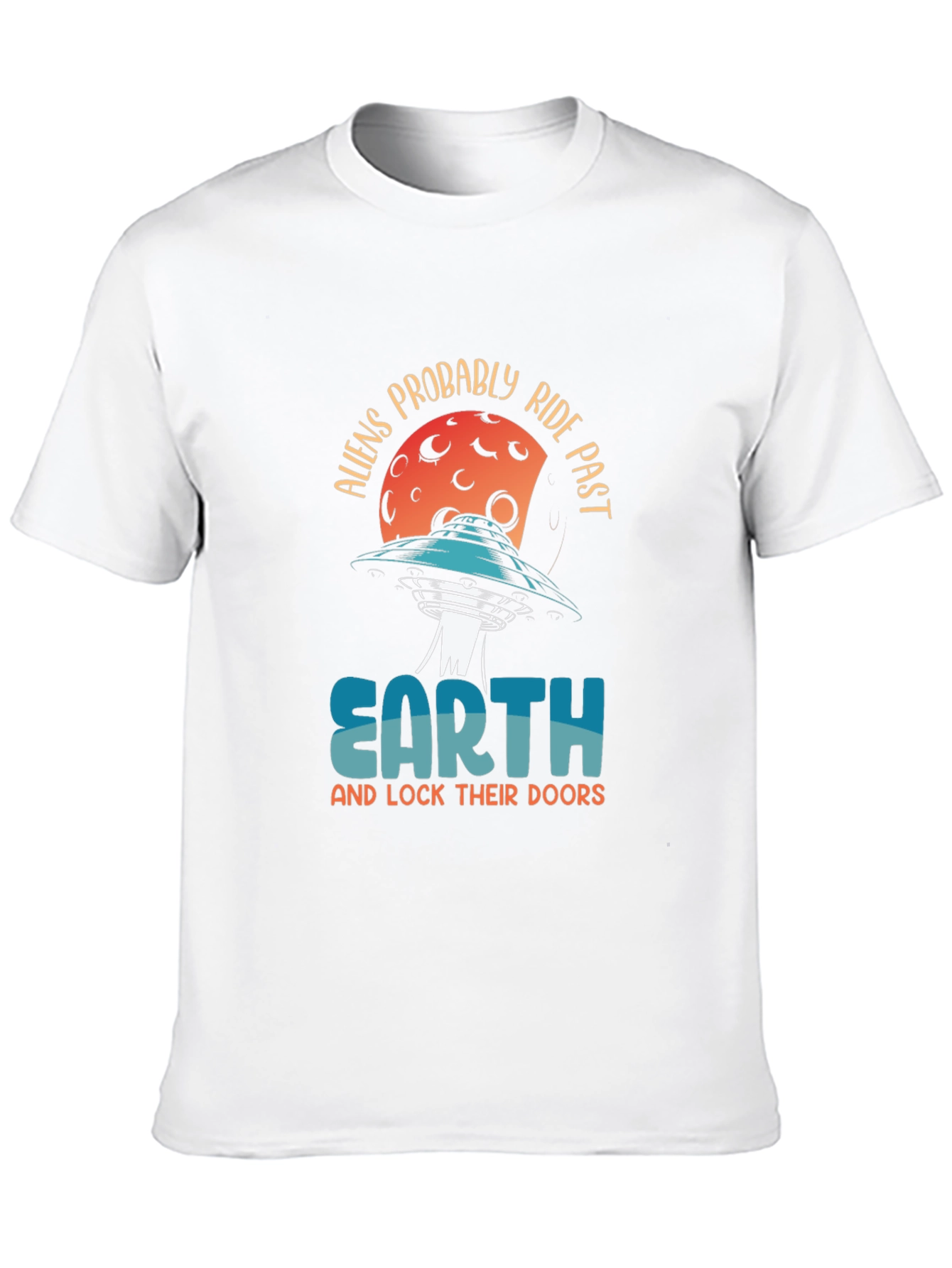 Black Aliens Probably Ride Past Earth Black Graphic Tee view 10