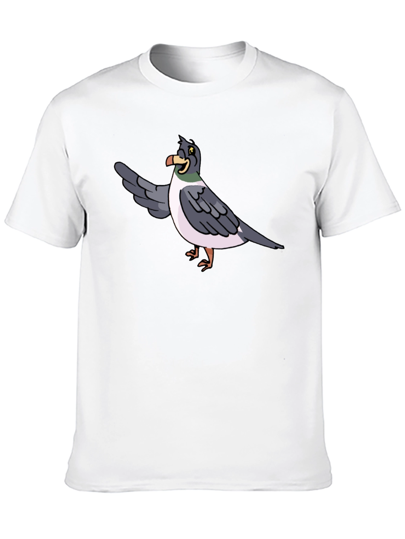 Black Funny Pigeon Cartoon Graphic Tee - Black view 10