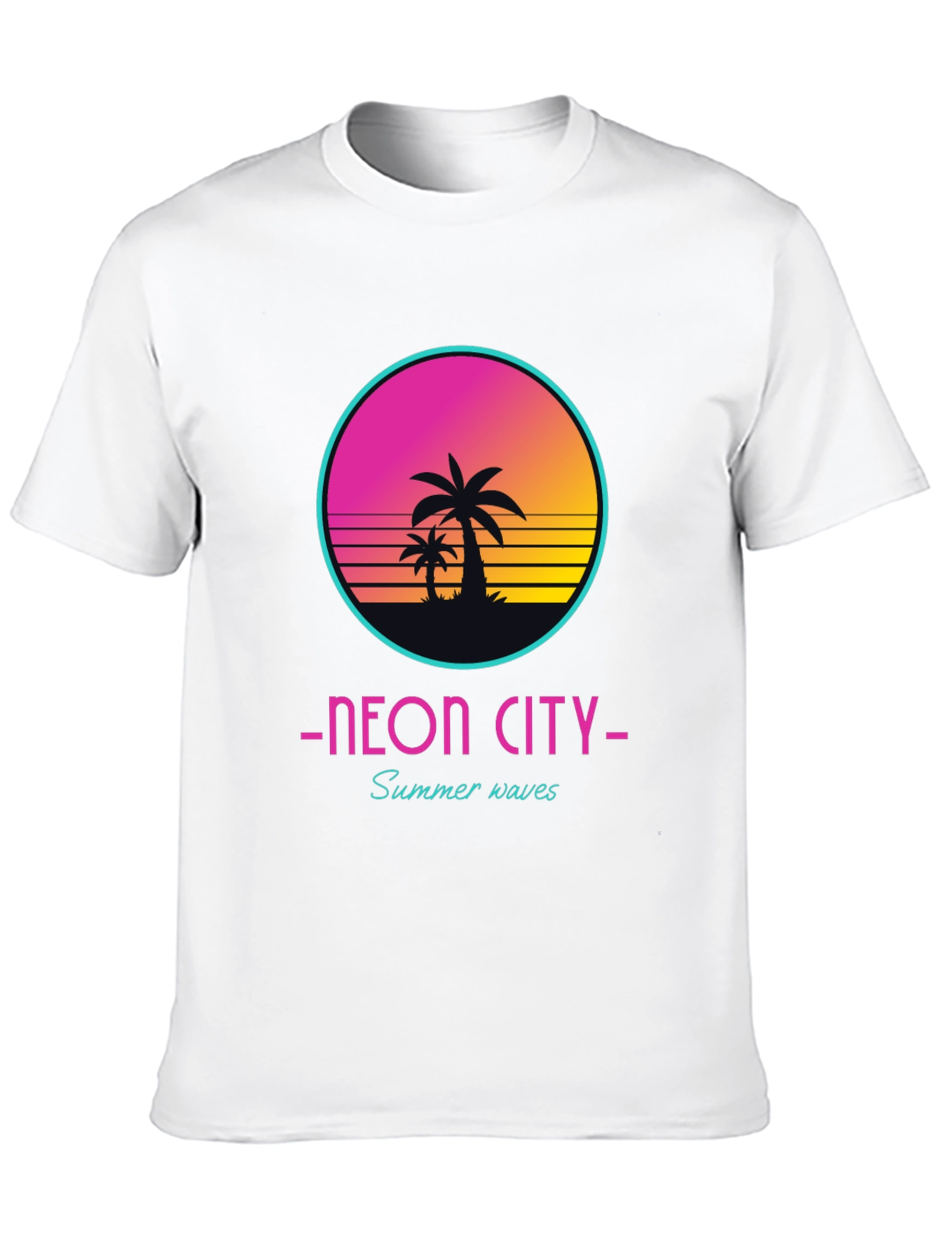 Black Neon City Summer Waves Graphic Tee view 10