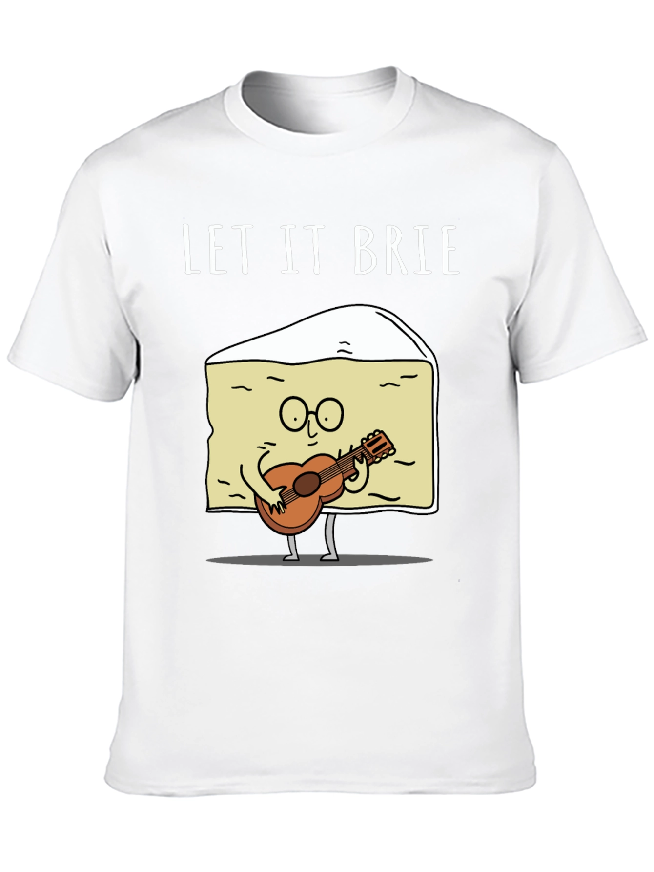 Black Let It Brie T-Shirt - Cheese Guitar Player view 10