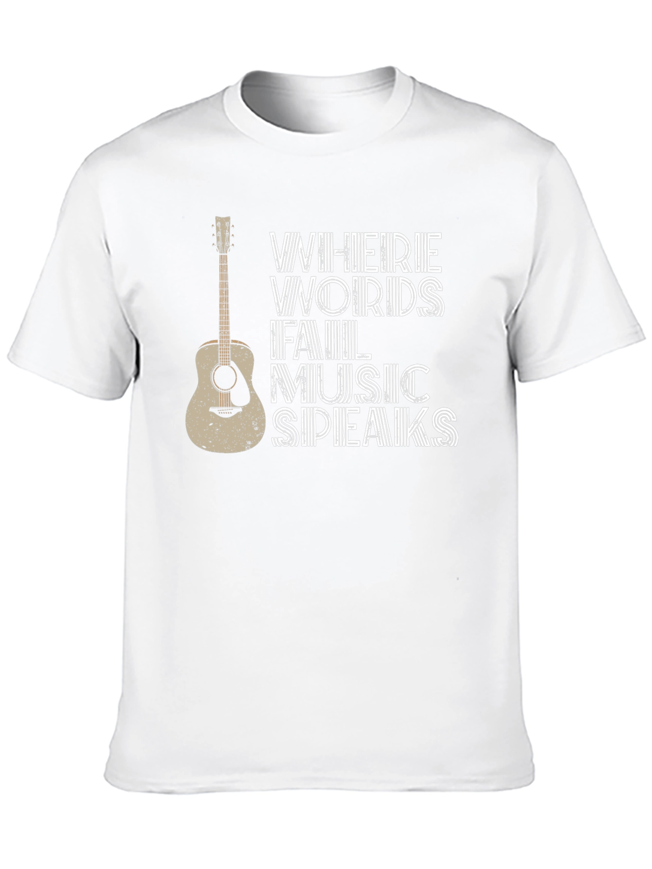 Black Where Words Fail Music Speaks T-Shirt view 10