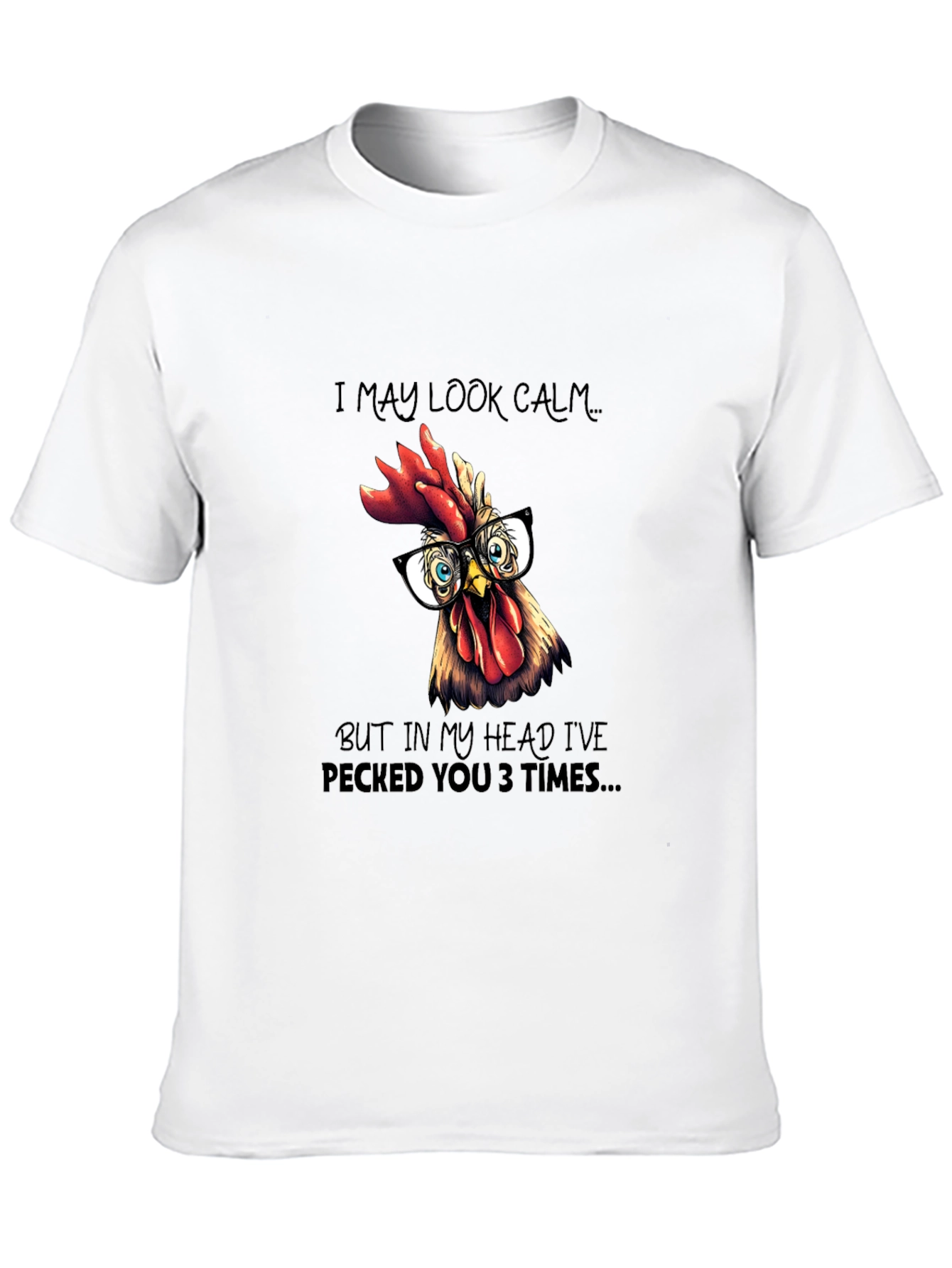 Black Funny Chicken T-Shirt - I May Look Calm view 10