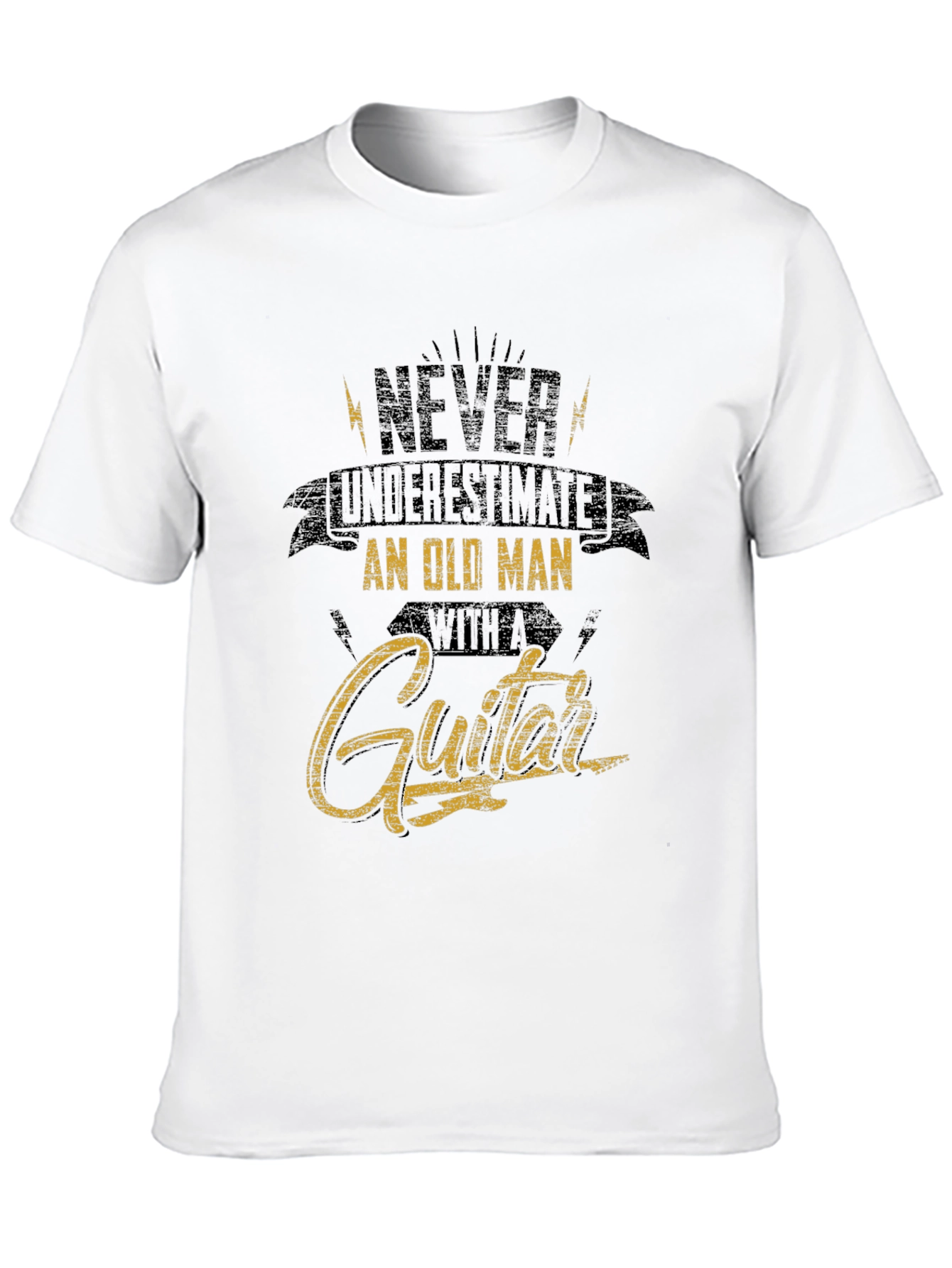 Black Never Underestimate Old Man Guitar T-Shirt view 10