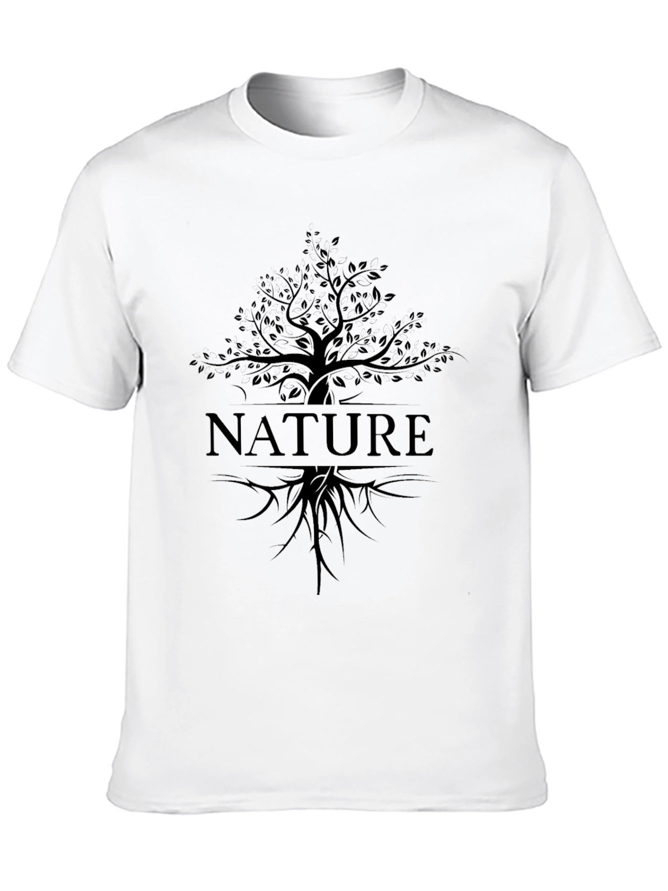 Black Nature Tree Graphic Tee - Black Cotton Casual T-Shirt view 10