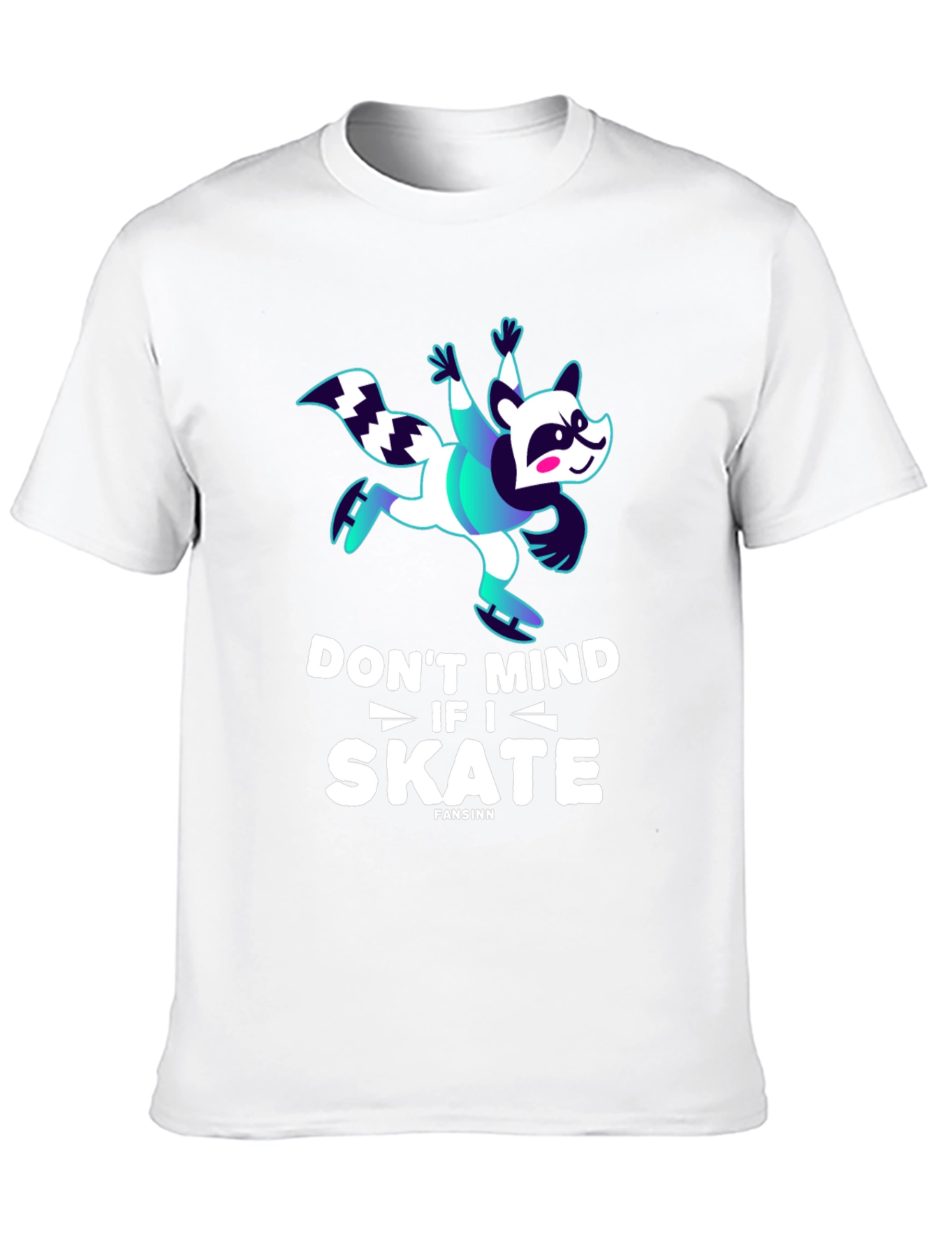 Black Funny Skater Raccoon Graphic T-Shirt view 10