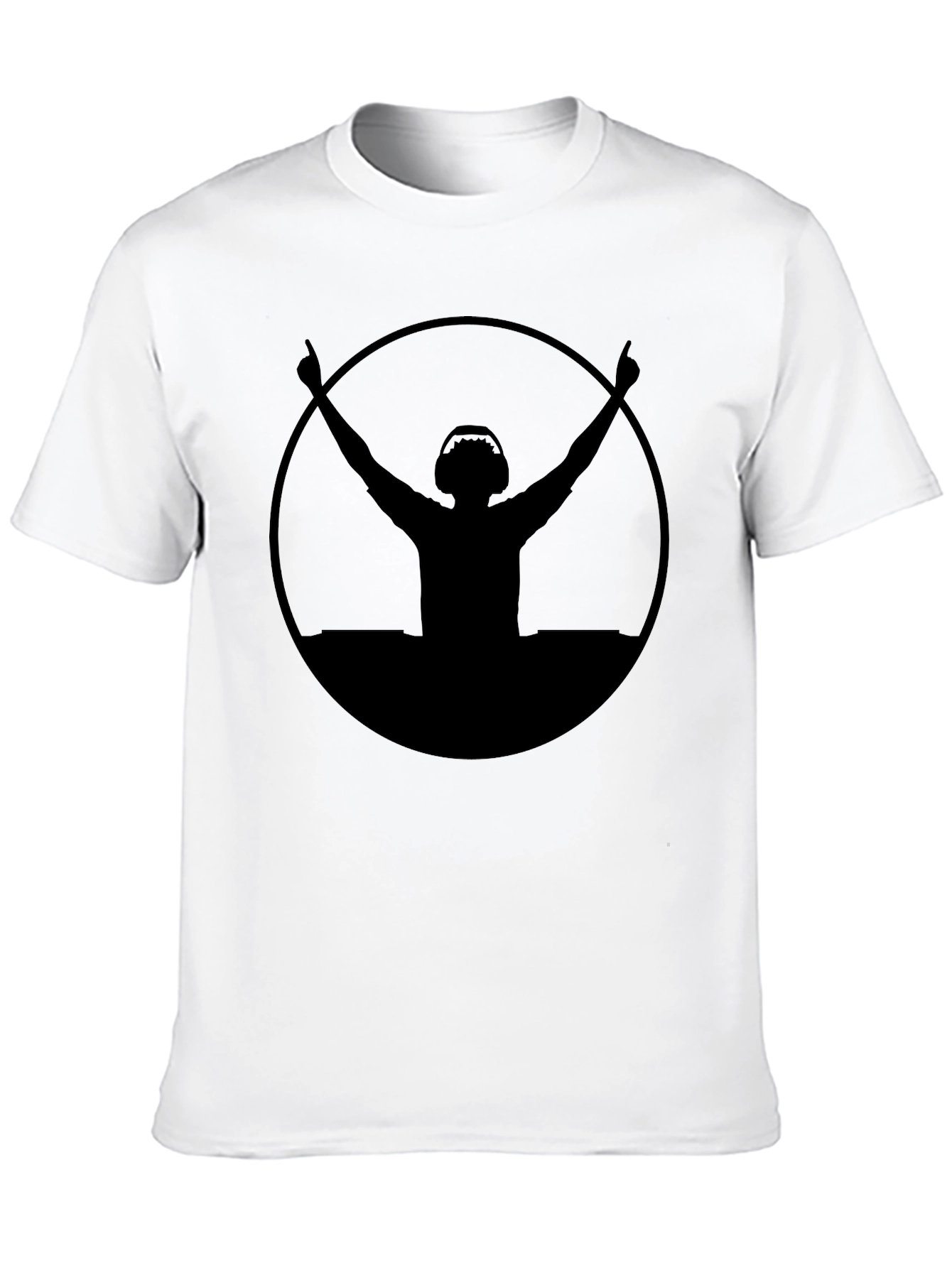 Black DJ Silhouette Graphic Tee - Black Cotton Blend view 10