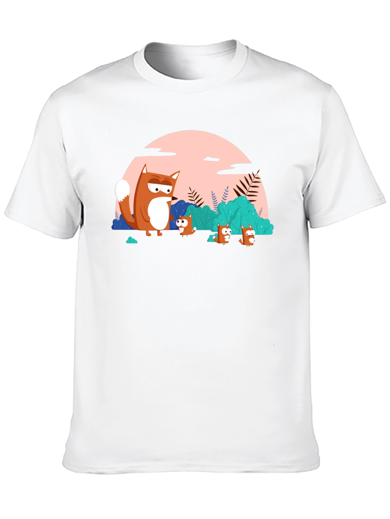 Black Cartoon Fox Family Black T-Shirt view 10