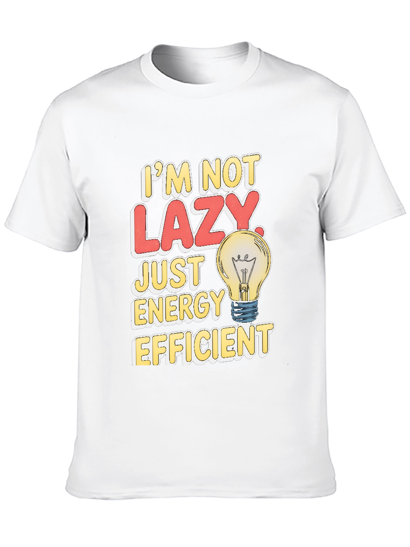 Black Funny Energy Efficient Lazy Light Bulb T-Shirt view 10