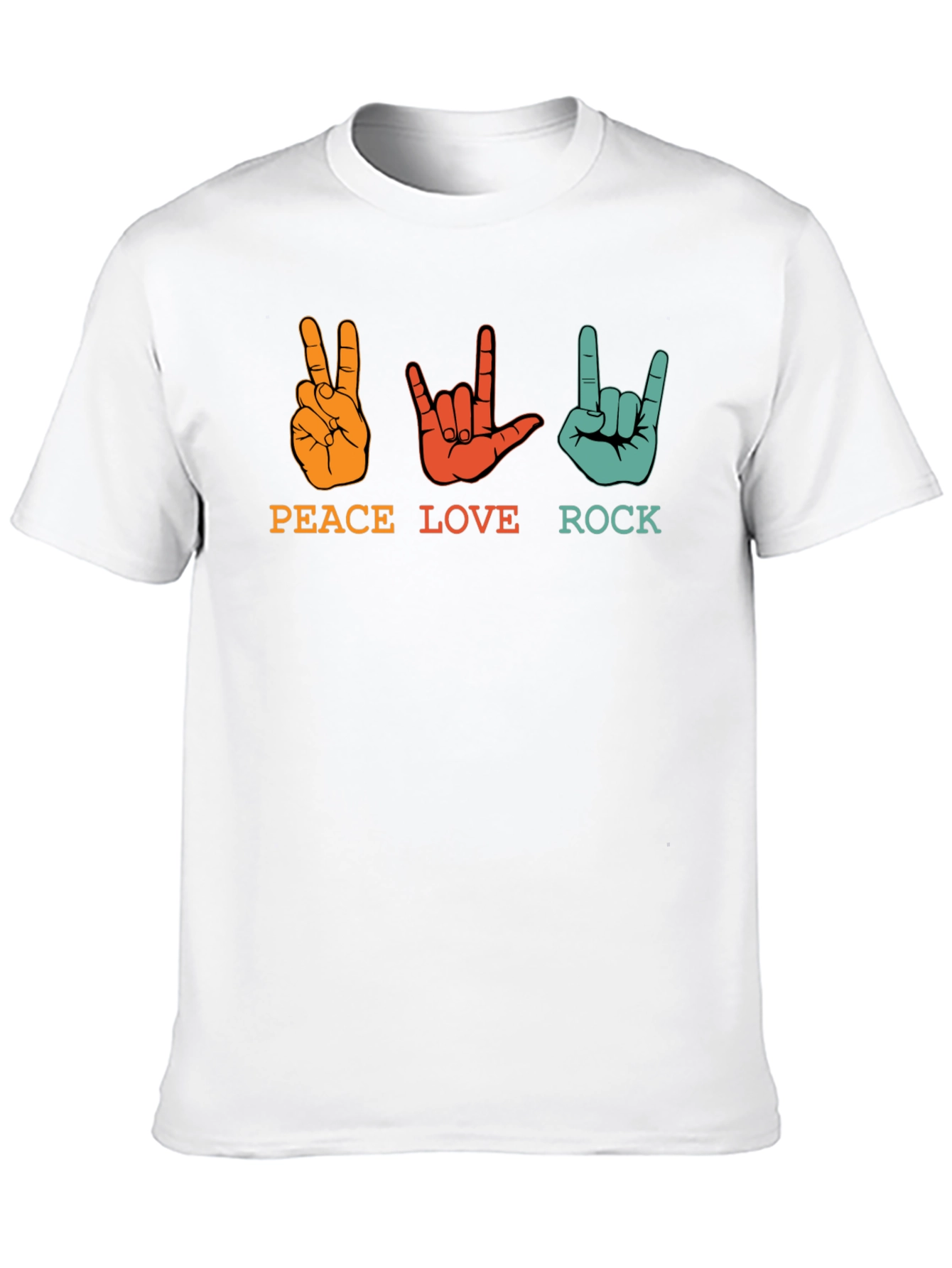Black Peace Love Rock Graphic Tee - Black Unisex T-Shirt view 10