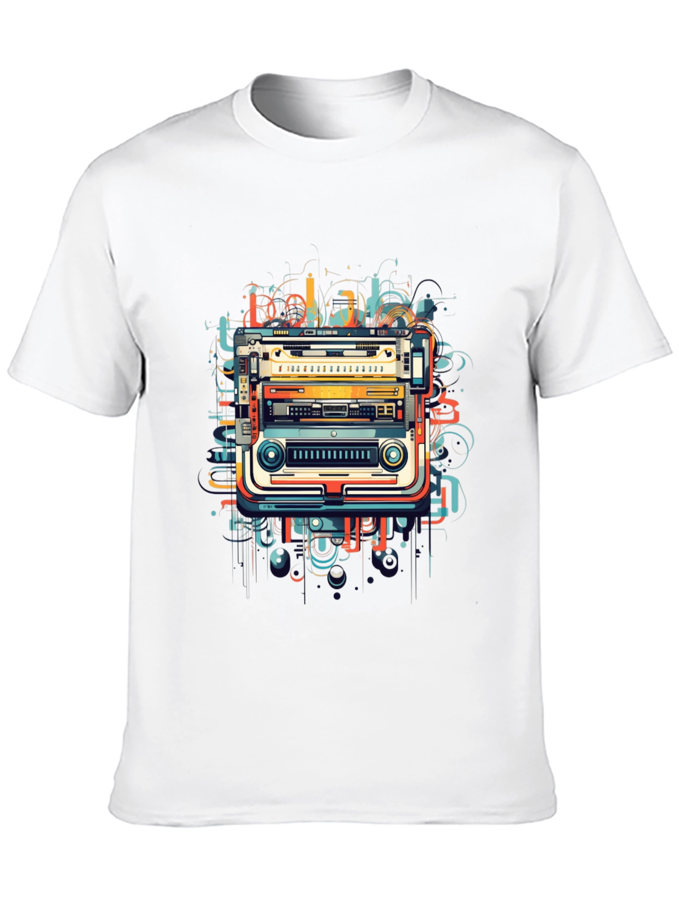 Black Retro Tech Graphic Tee - Modern Art view 10