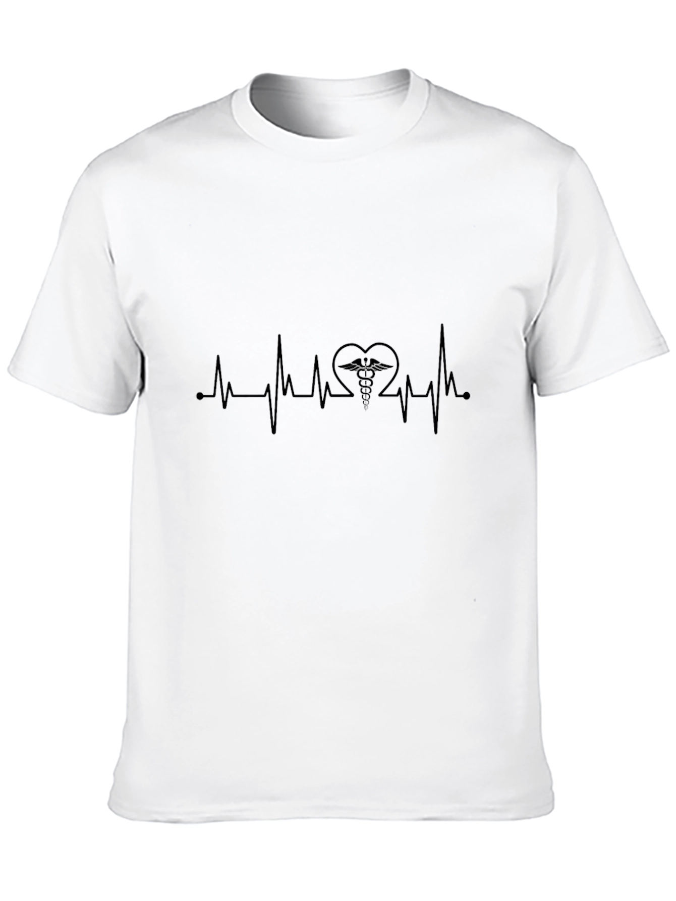 Black Heartbeat Caduceus Graphic Tee - Stylish & Comfortable view 10
